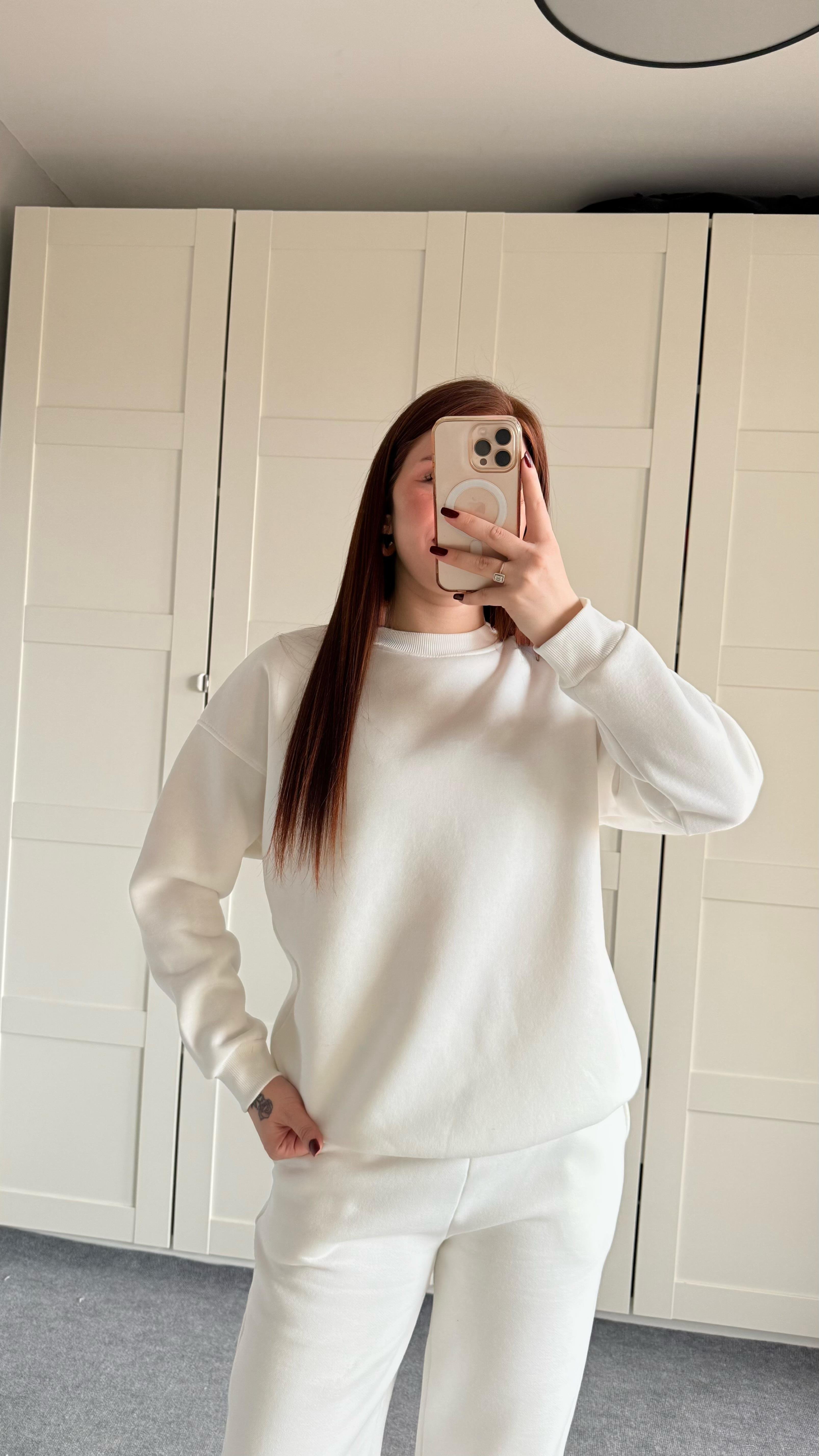 Basıc Sweat Eşofman Takımı Beyaz