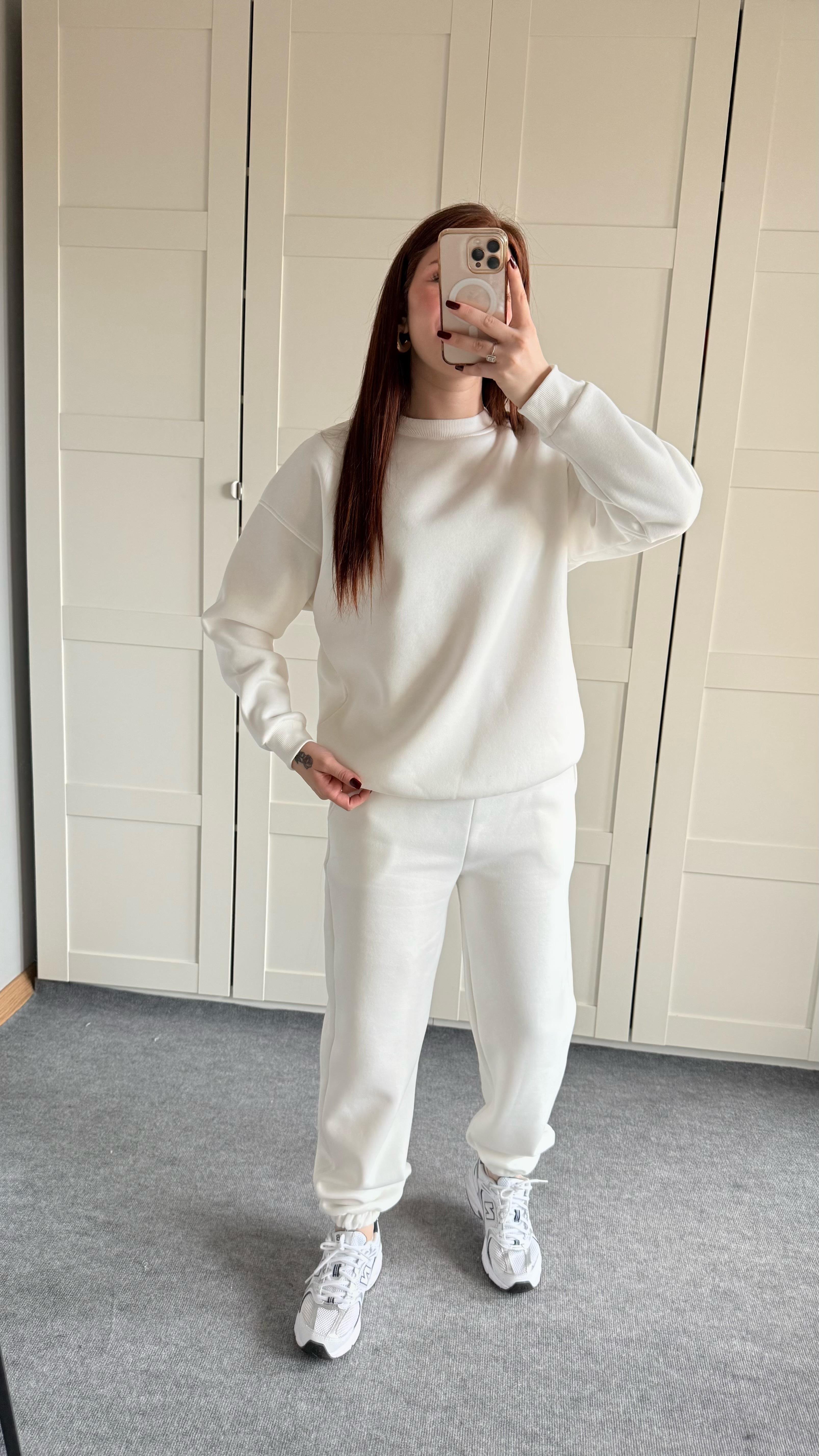 Basıc Sweat Eşofman Takımı Beyaz