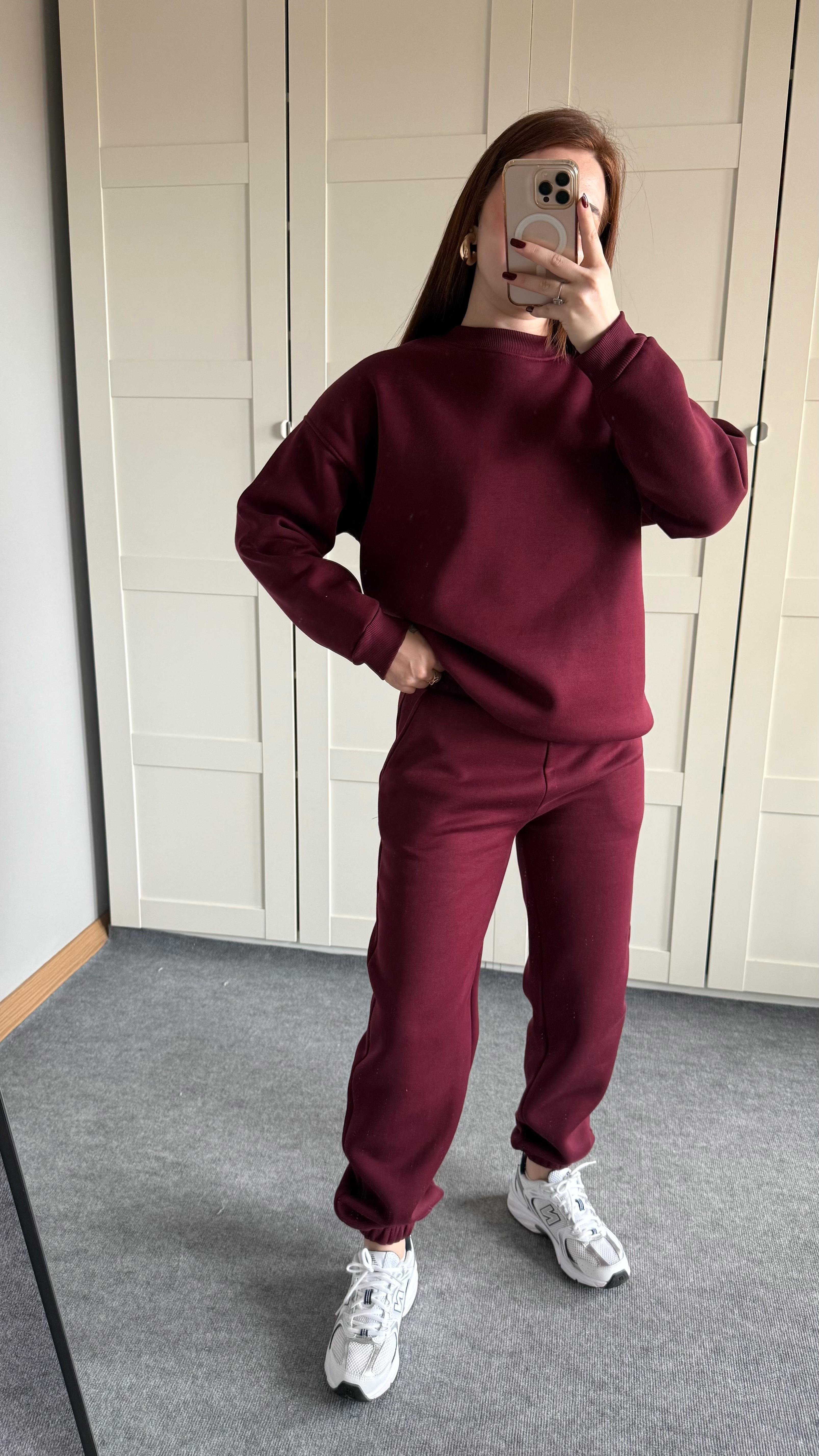 Basıc Sweat Eşofman Takımı Bordo
