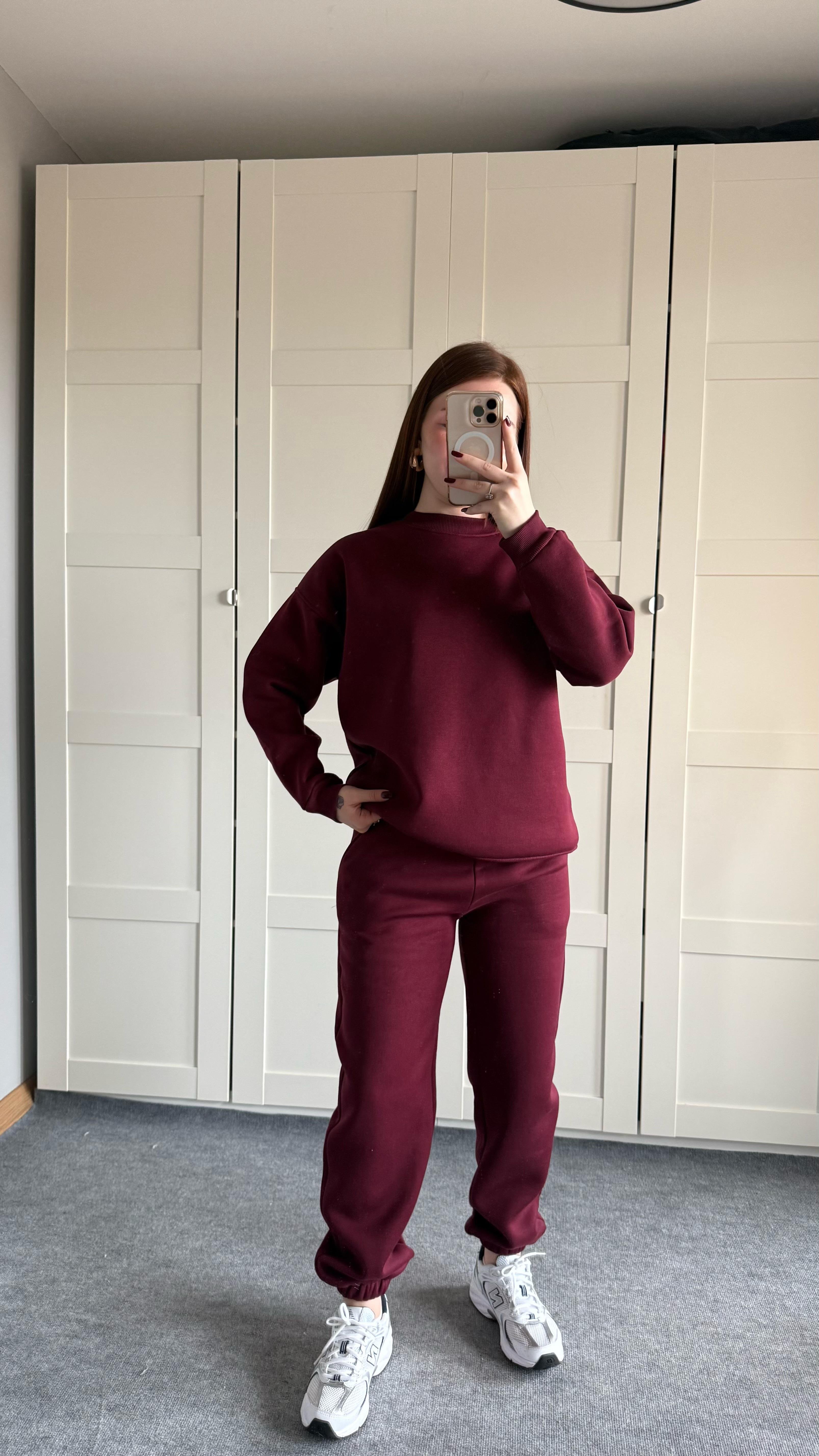 Basıc Sweat Eşofman Takımı Bordo