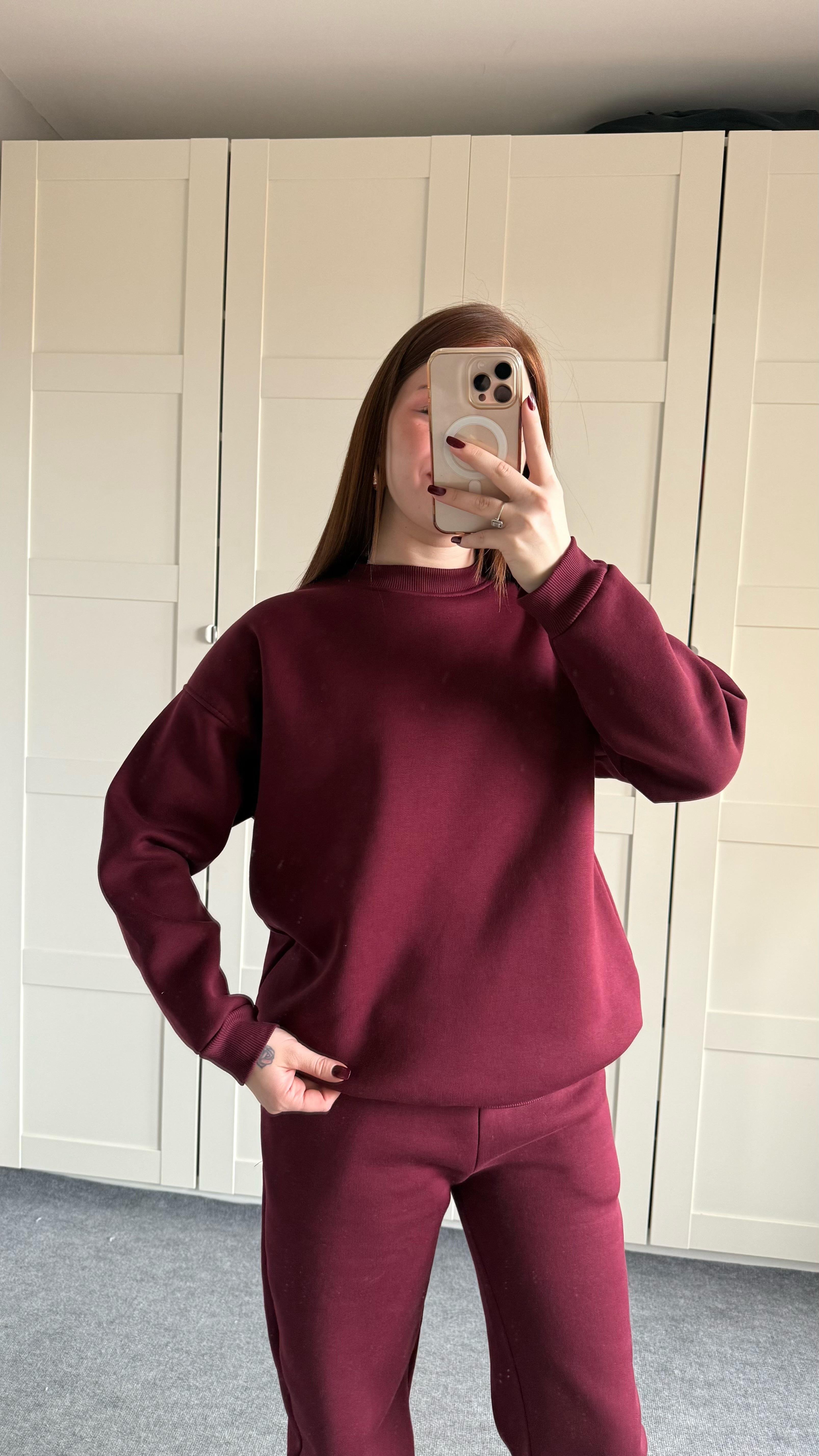 Basıc Sweat Eşofman Takımı Bordo