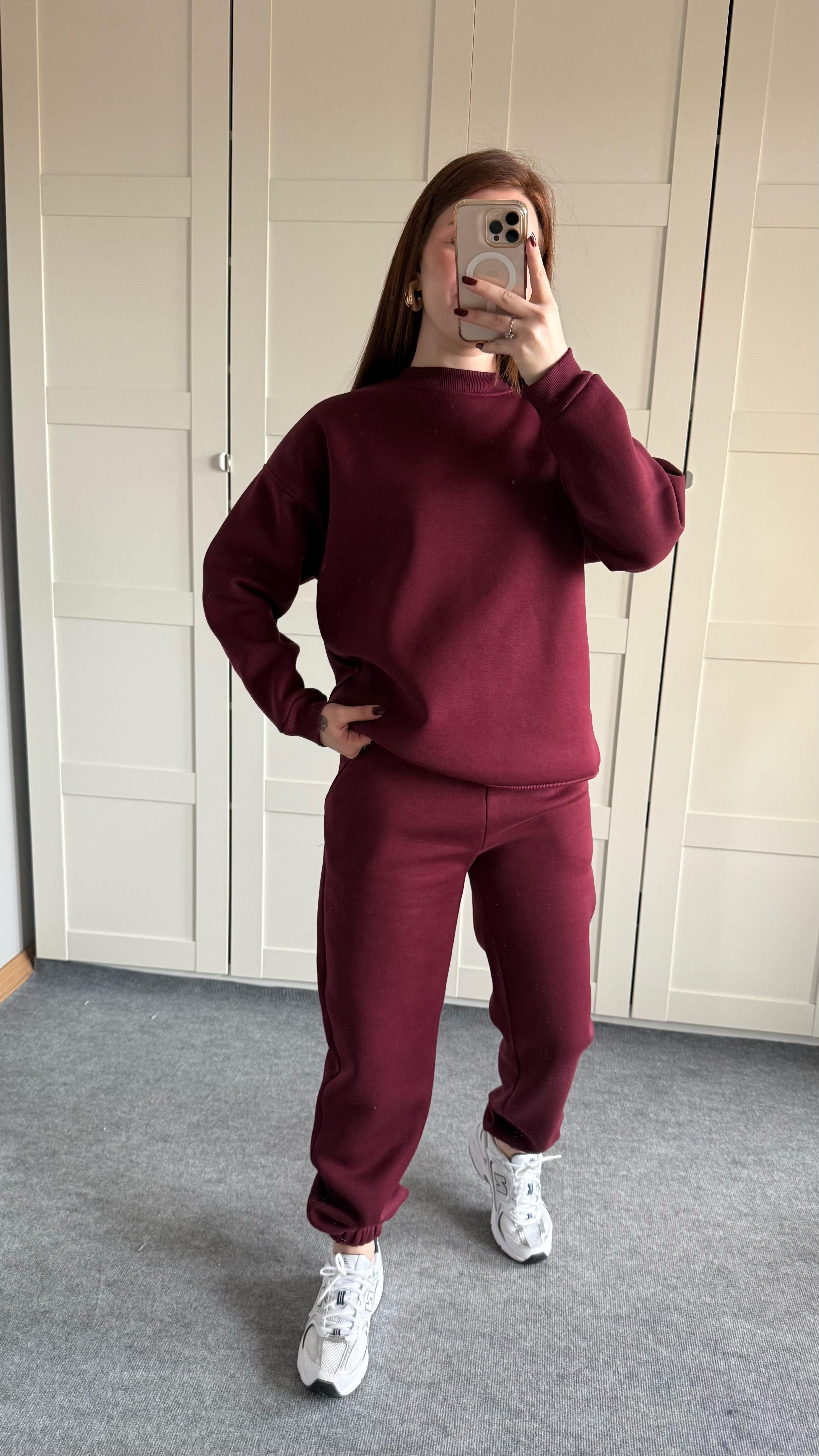 Basıc Sweat Eşofman Takımı Bordo