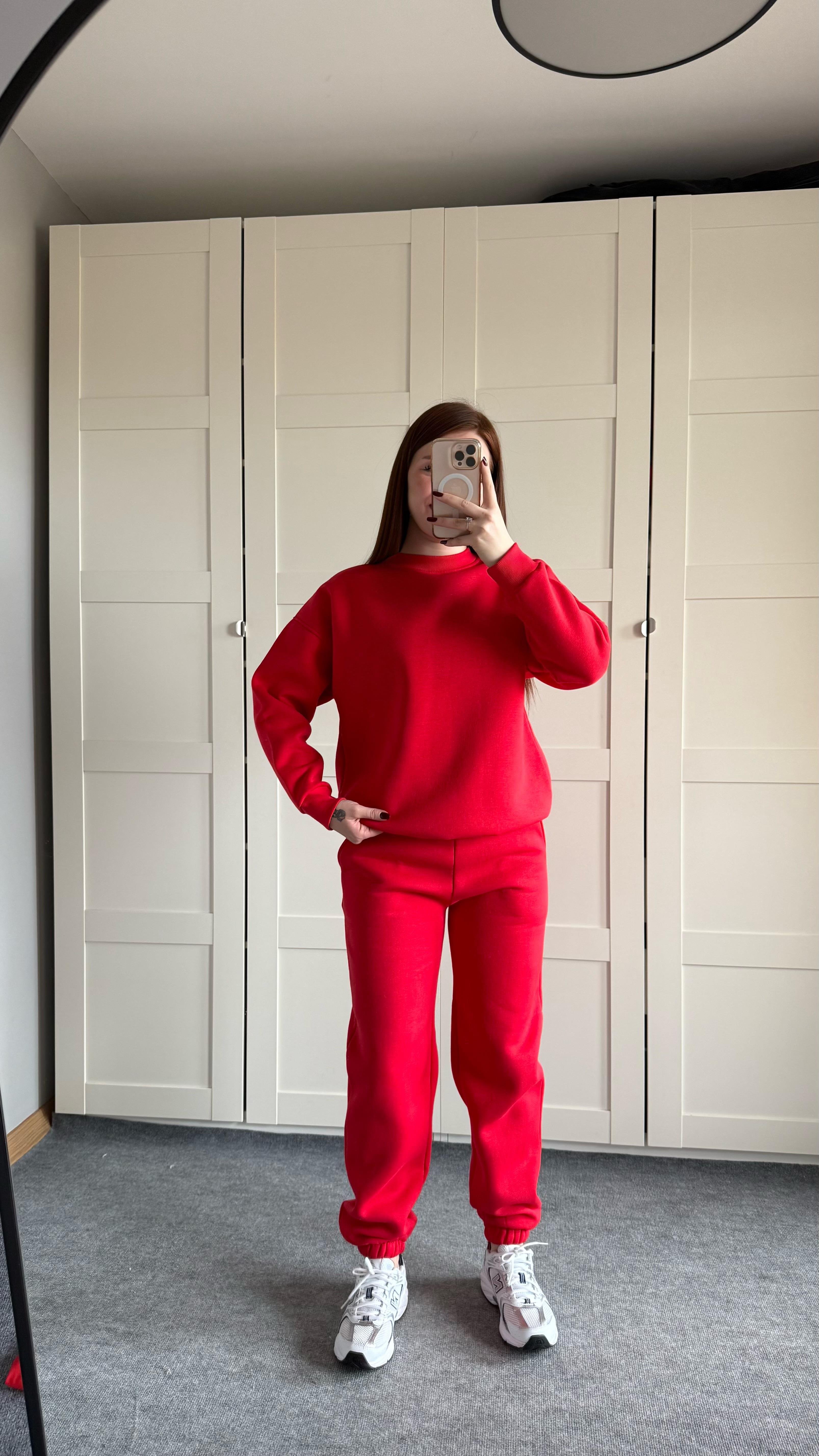 Basıc Sweat Eşofman Takımı Kırmızı