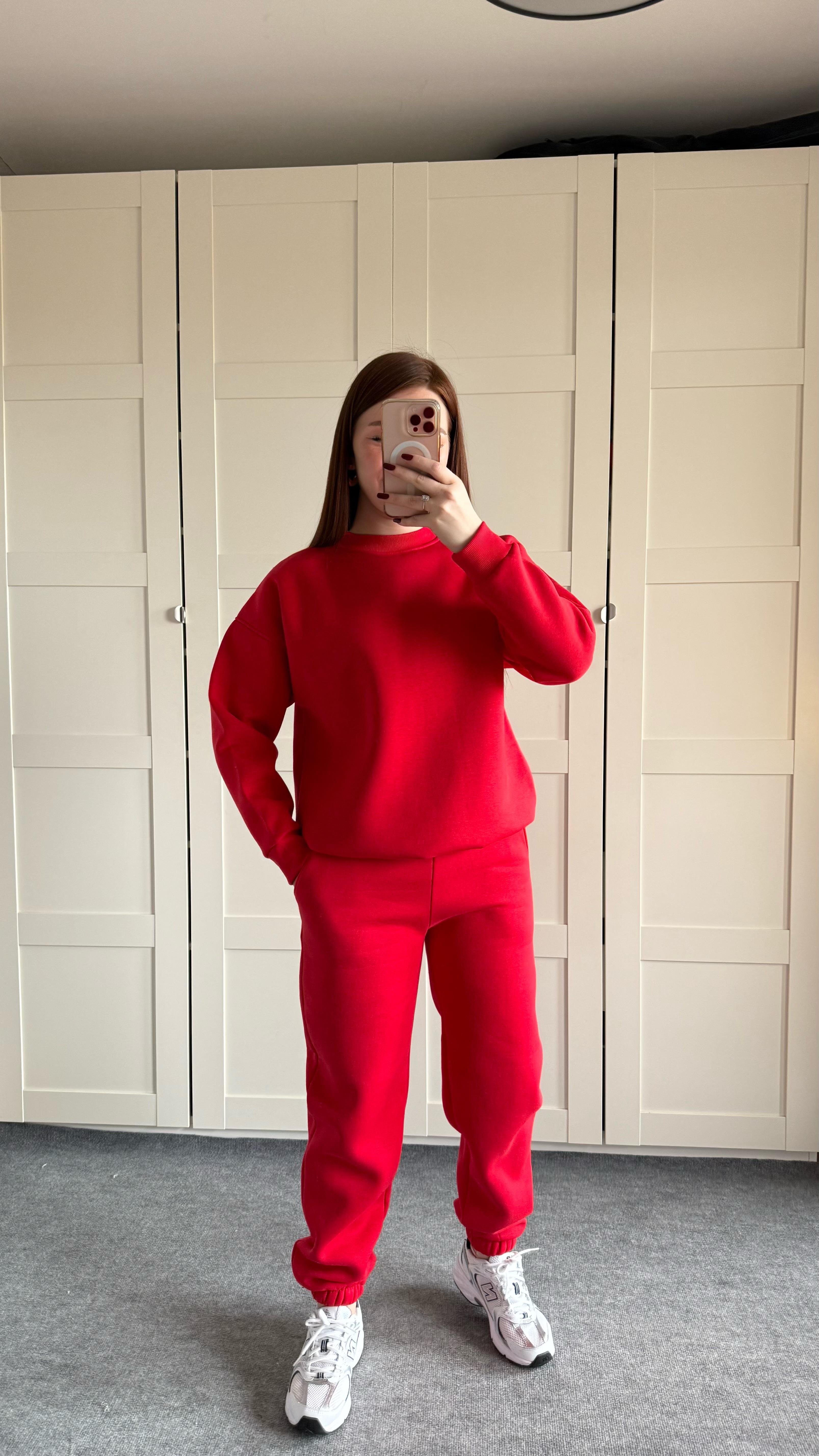 Basıc Sweat Eşofman Takımı Kırmızı