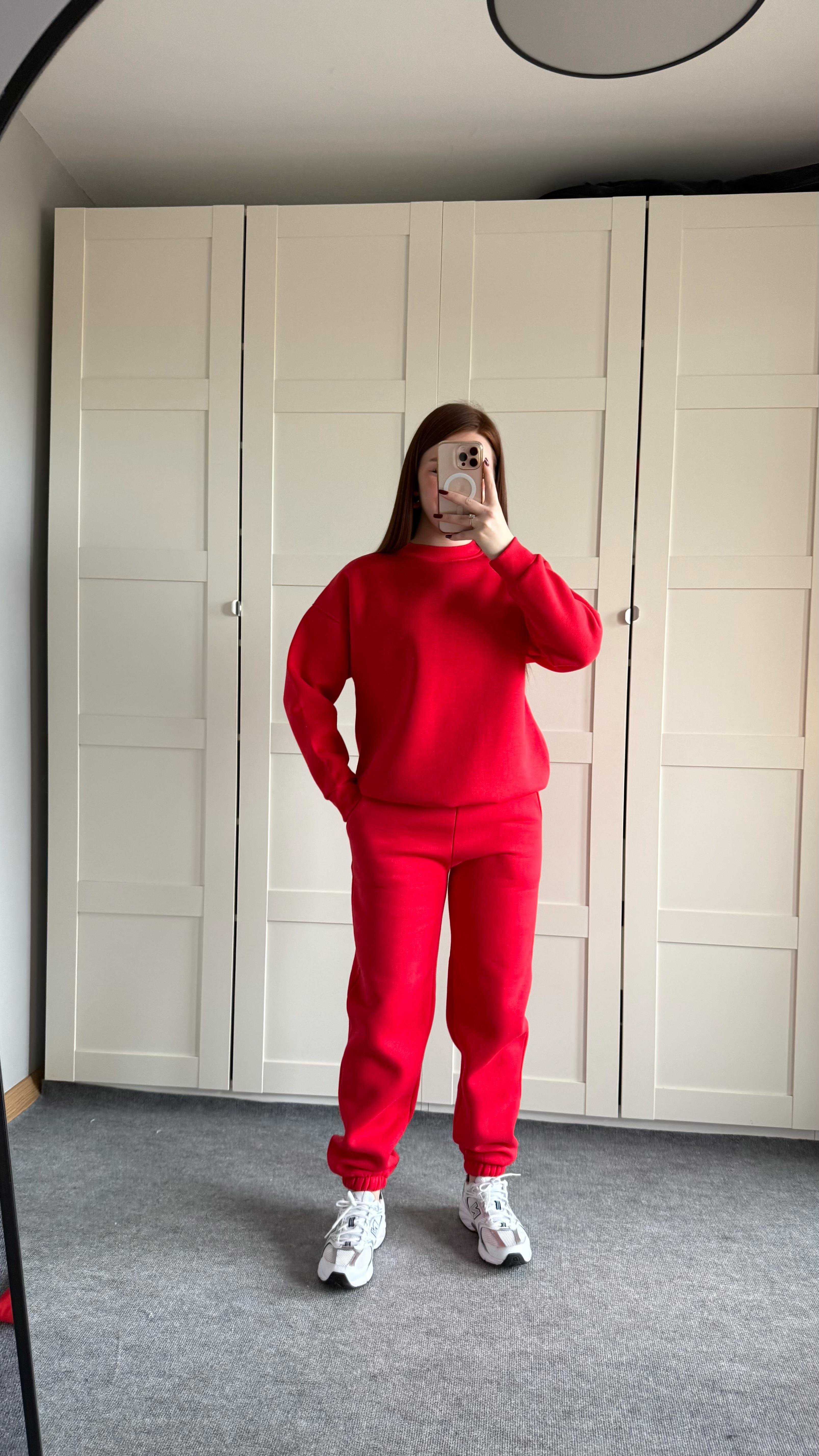 Basıc Sweat Eşofman Takımı Kırmızı