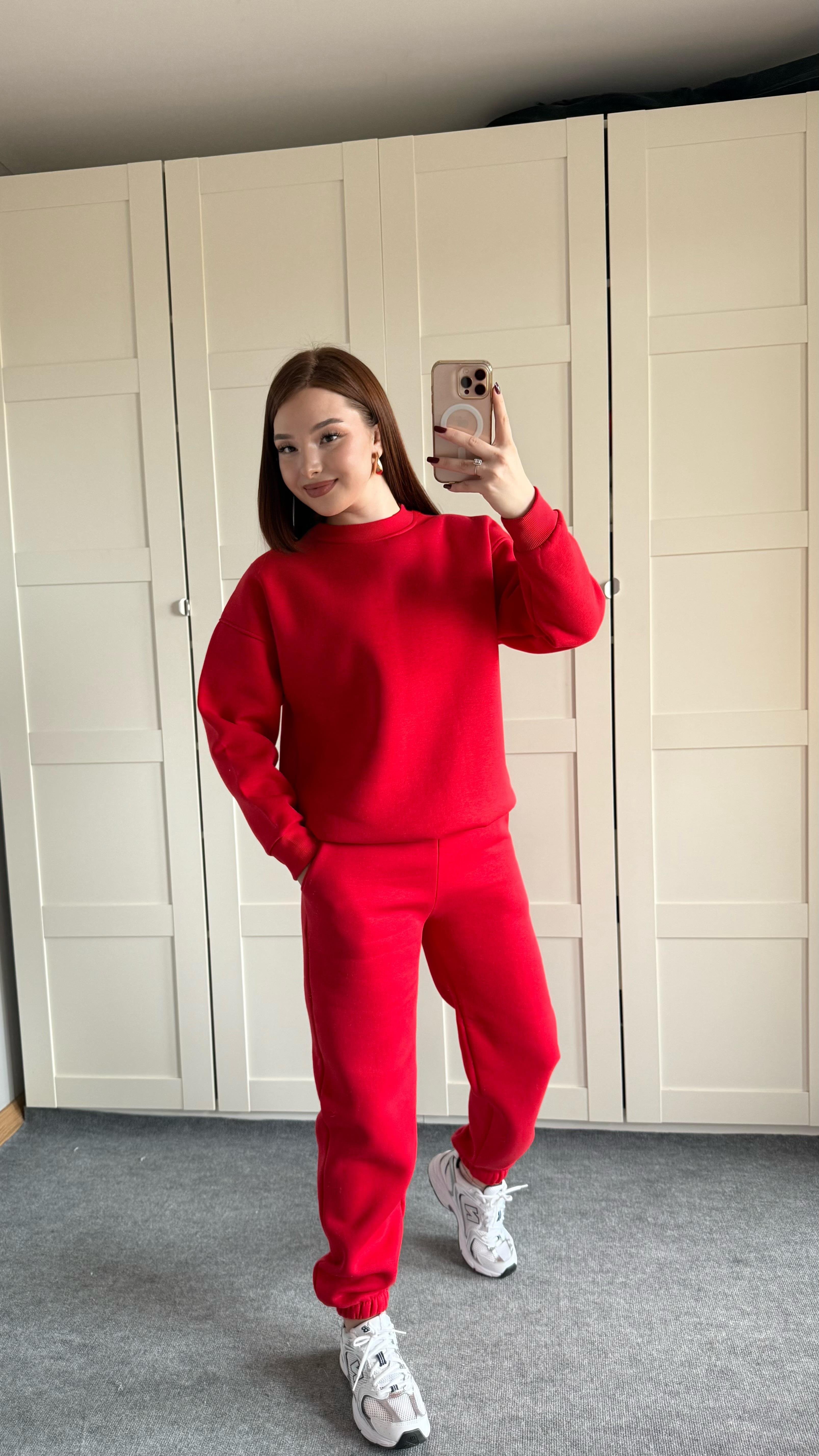 Basıc Sweat Eşofman Takımı Kırmızı