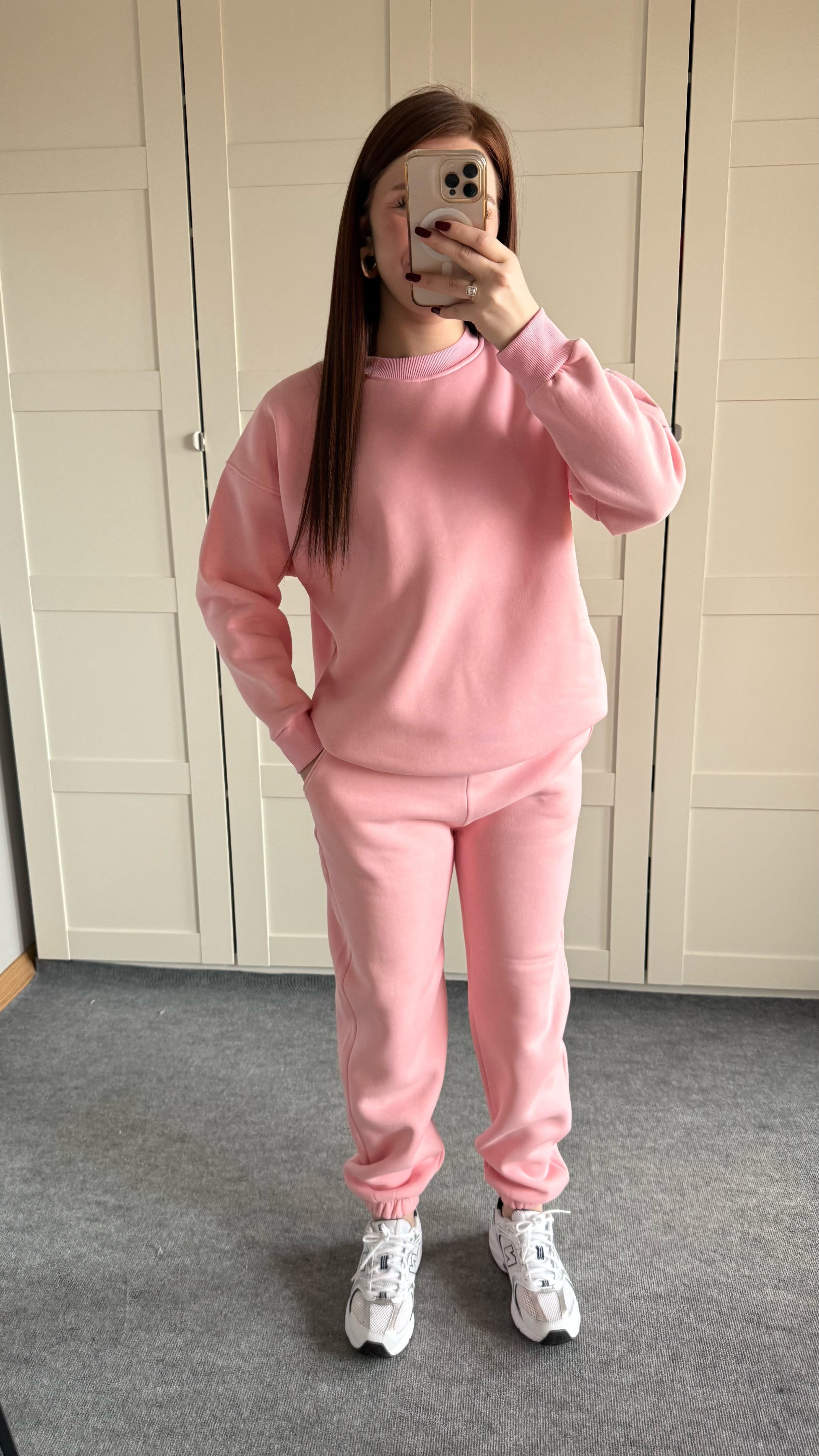 Basıc Sweat Eşofman Takımı Pembe