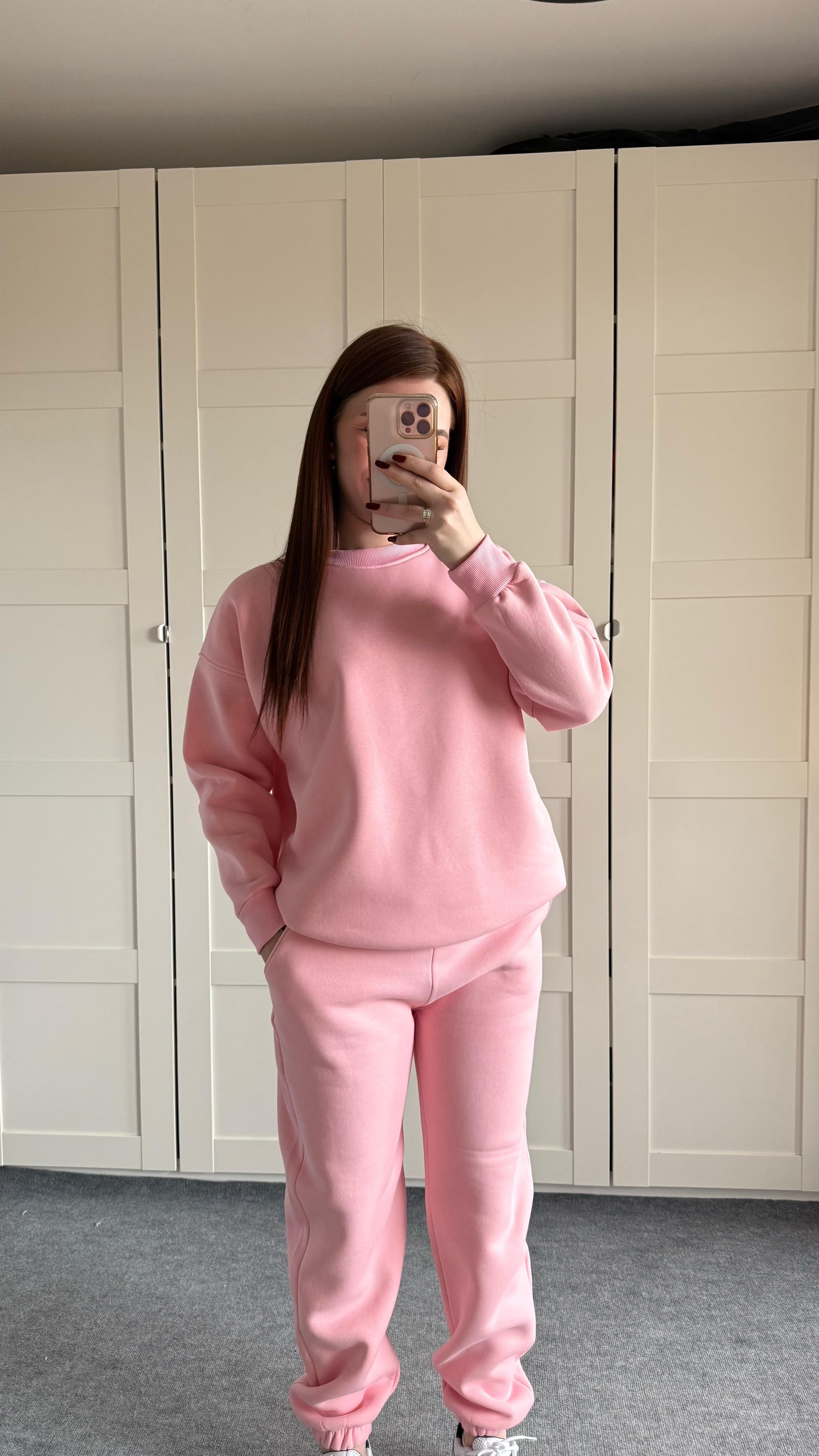 Basıc Sweat Eşofman Takımı Pembe