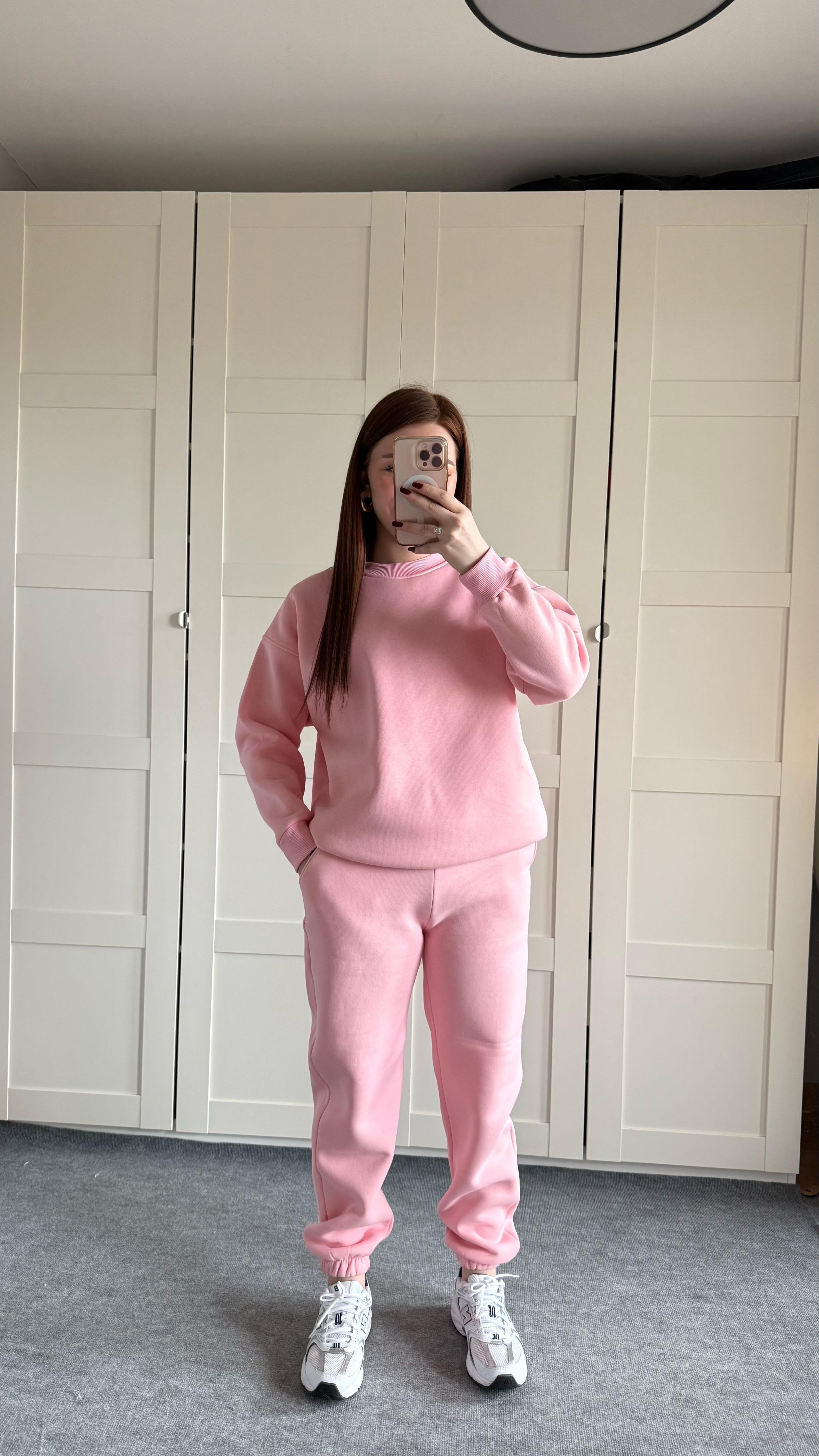 Basıc Sweat Eşofman Takımı Pembe