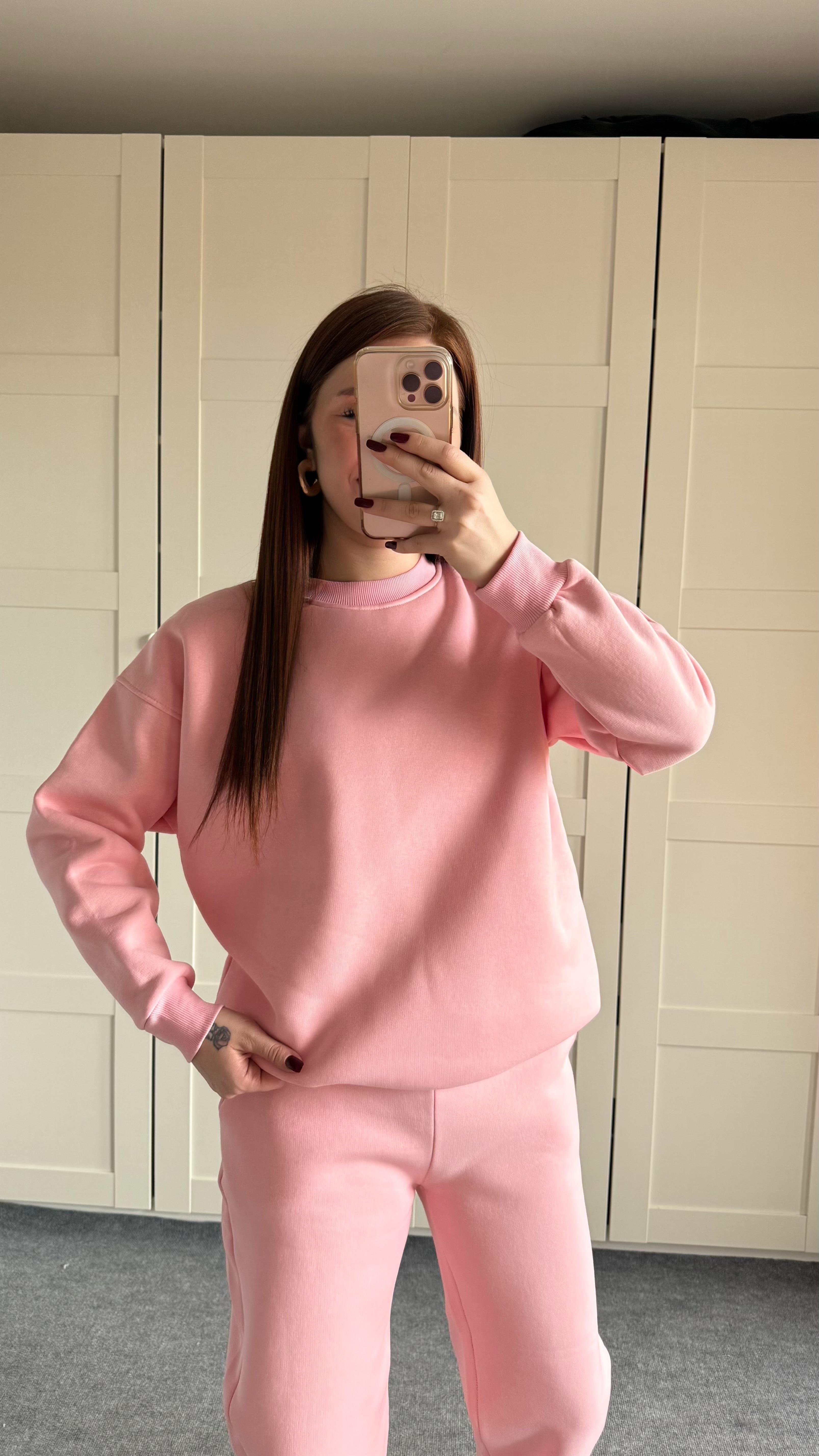 Basıc Sweat Eşofman Takımı Pembe