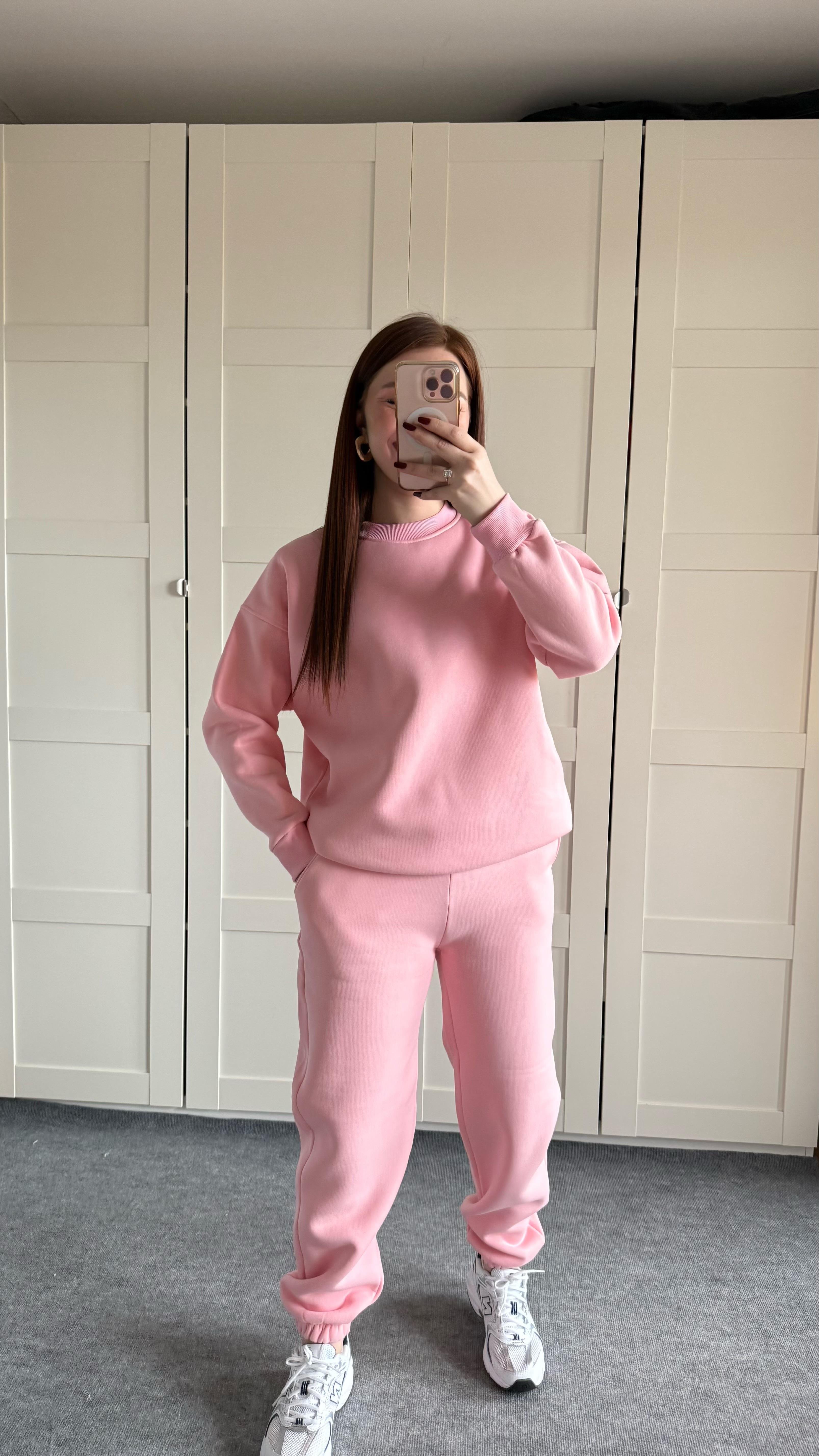 Basıc Sweat Eşofman Takımı Pembe