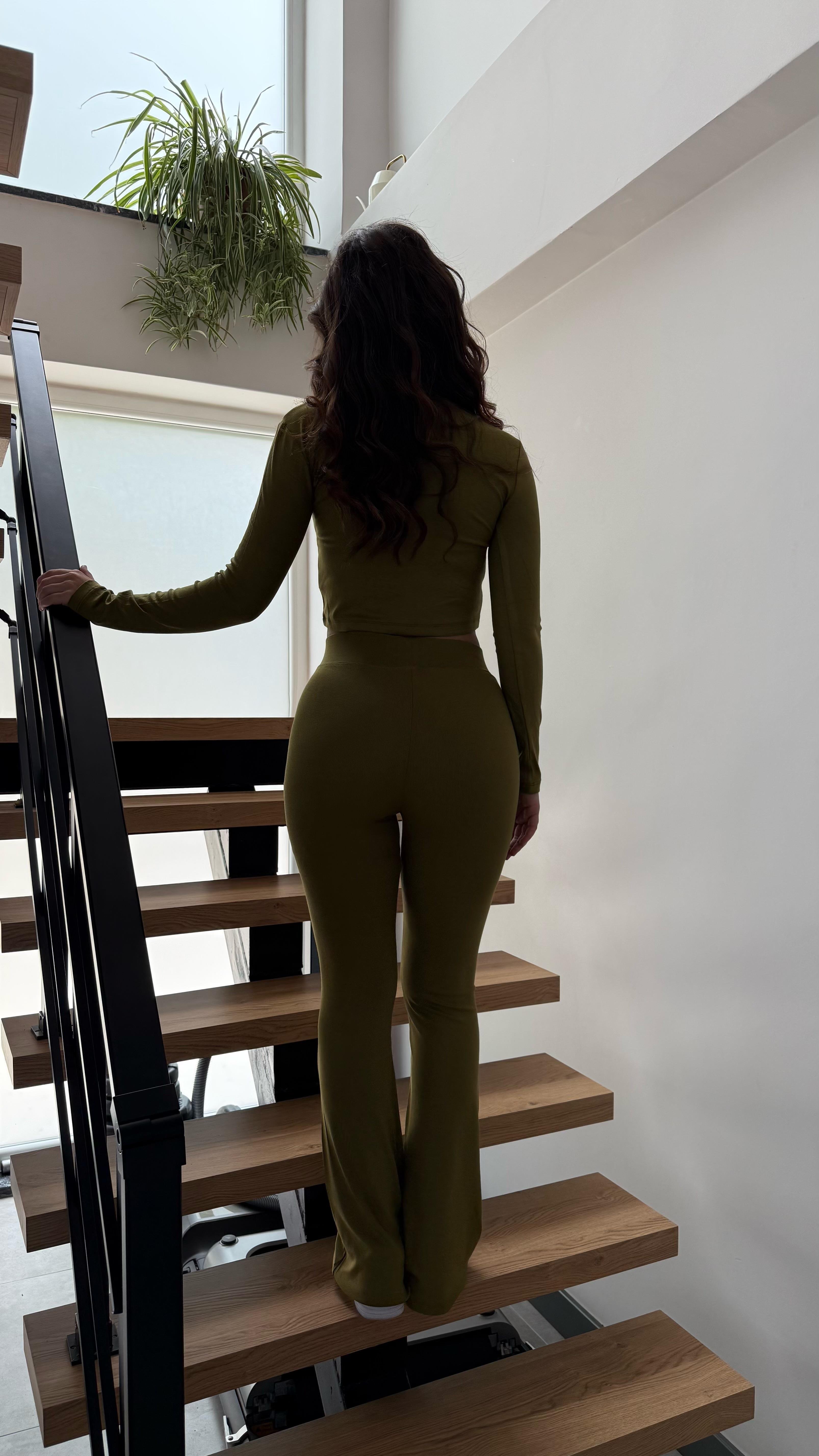 Basıc Tayt Takım Yağ Yeşili