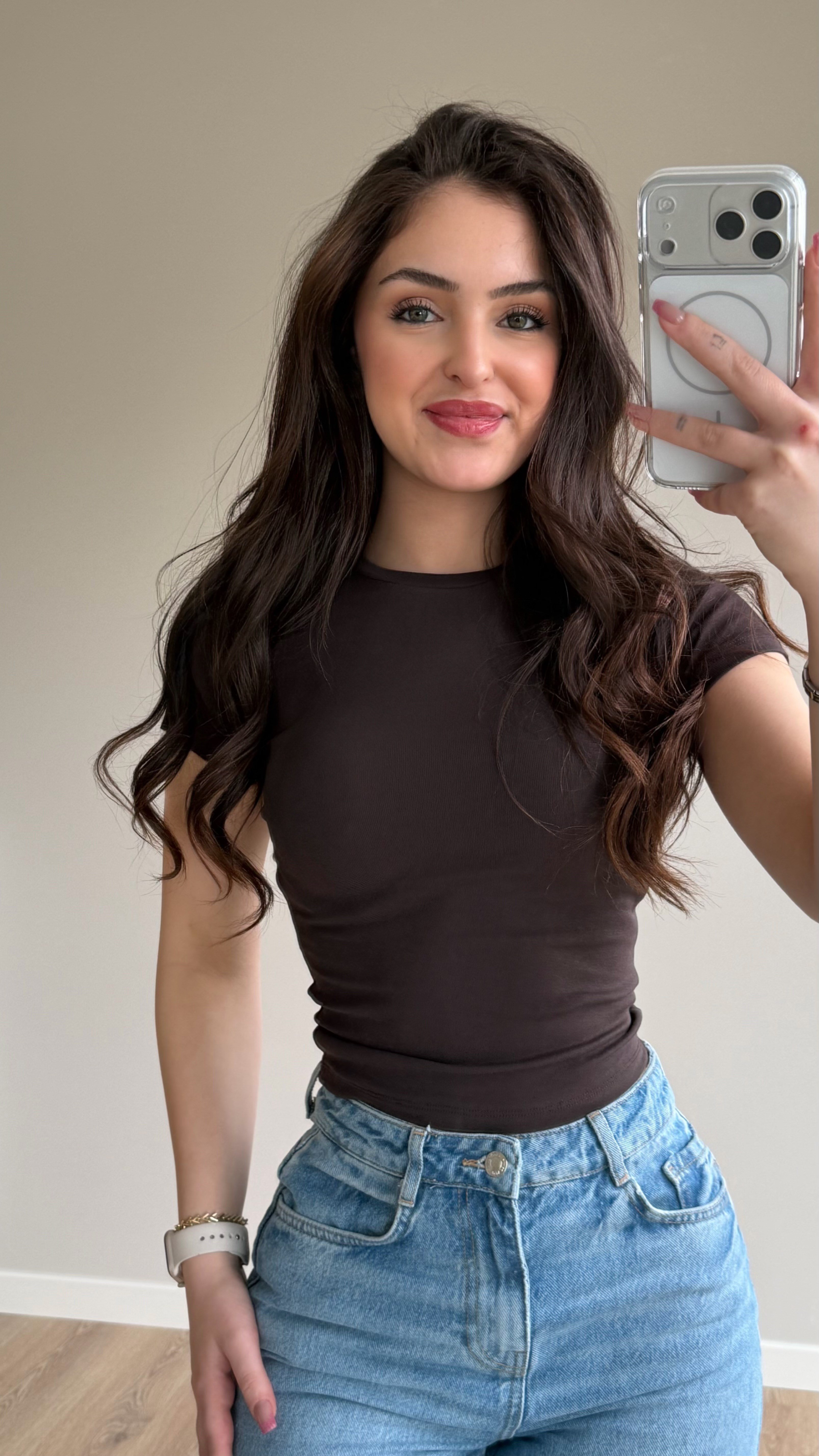 Bers. Fitted Dar Tişört Kahverengi