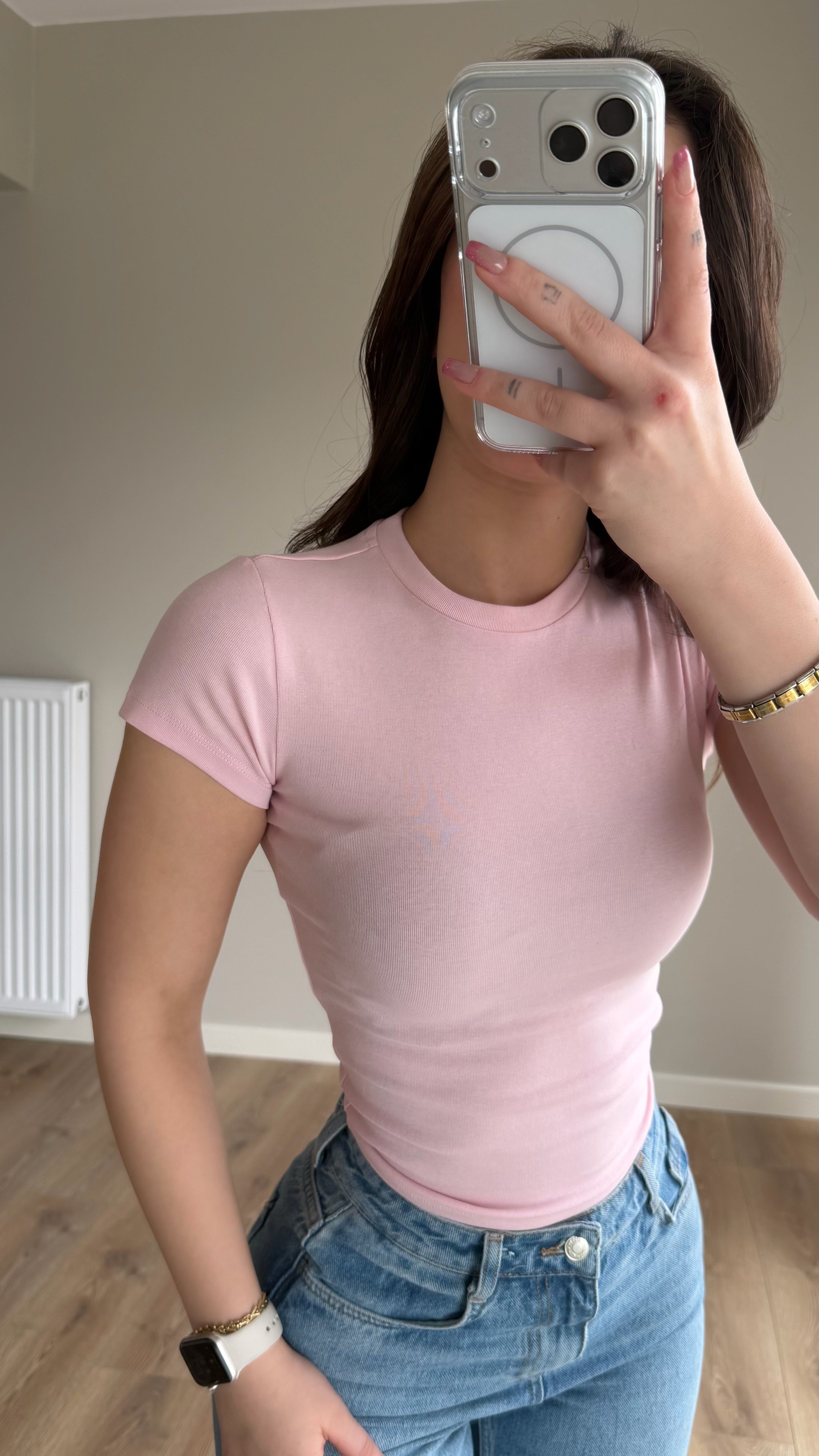 Bers. Fitted Dar Tişört Pembe