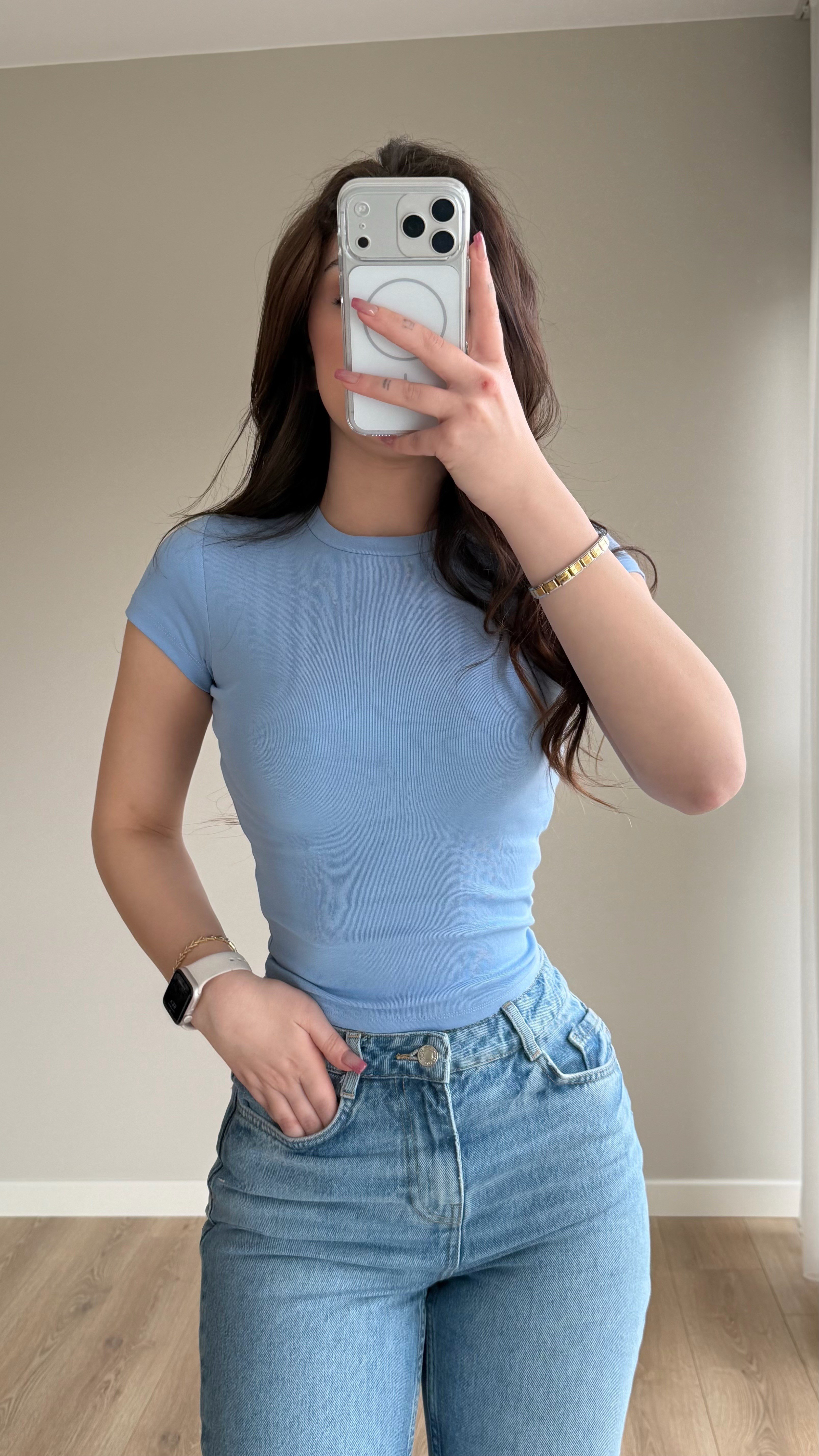 Bers. Fitted Dar Tişört Bebe Mavisi