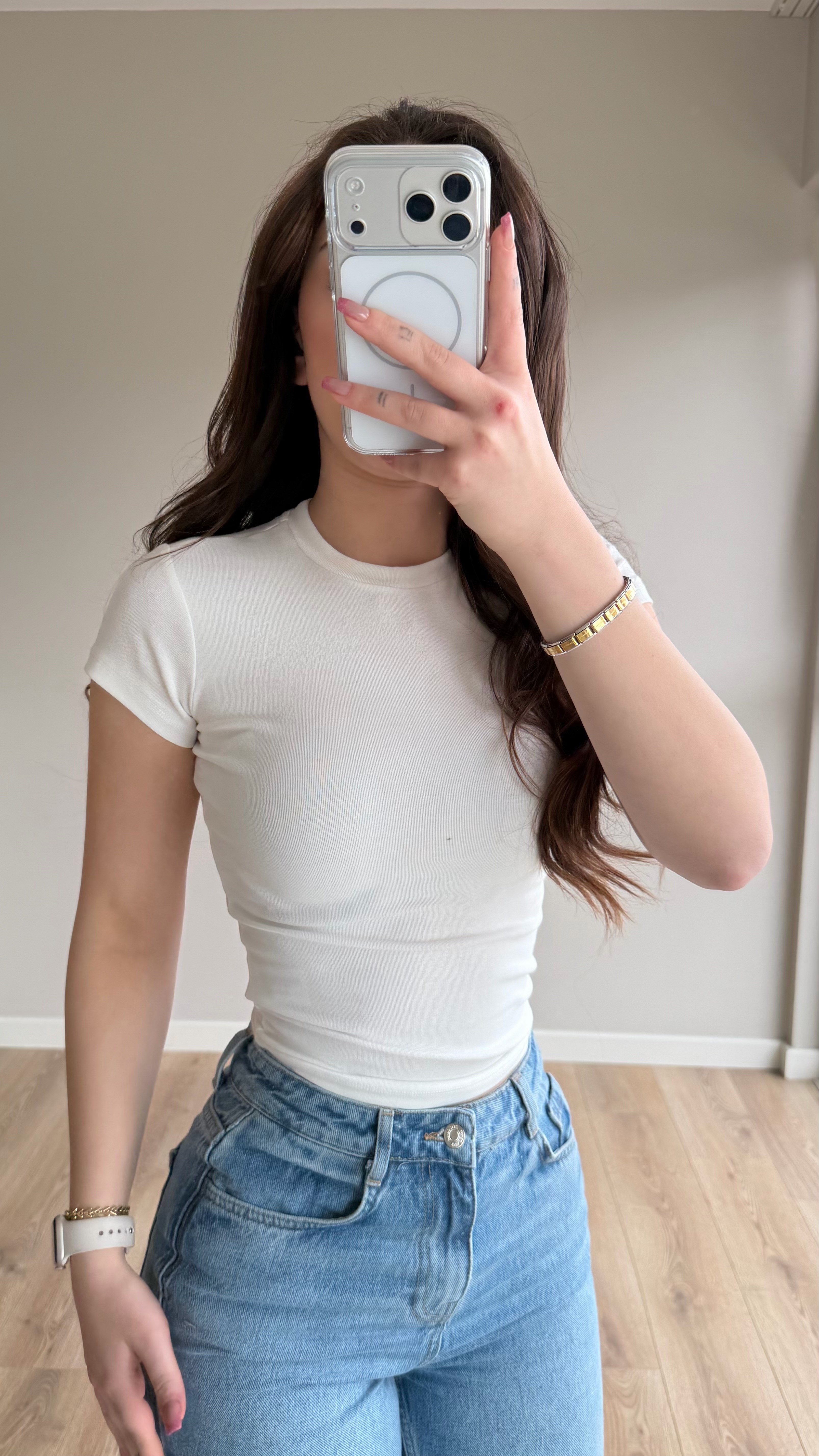 Bers. Fitted Dar Tişört Beyaz