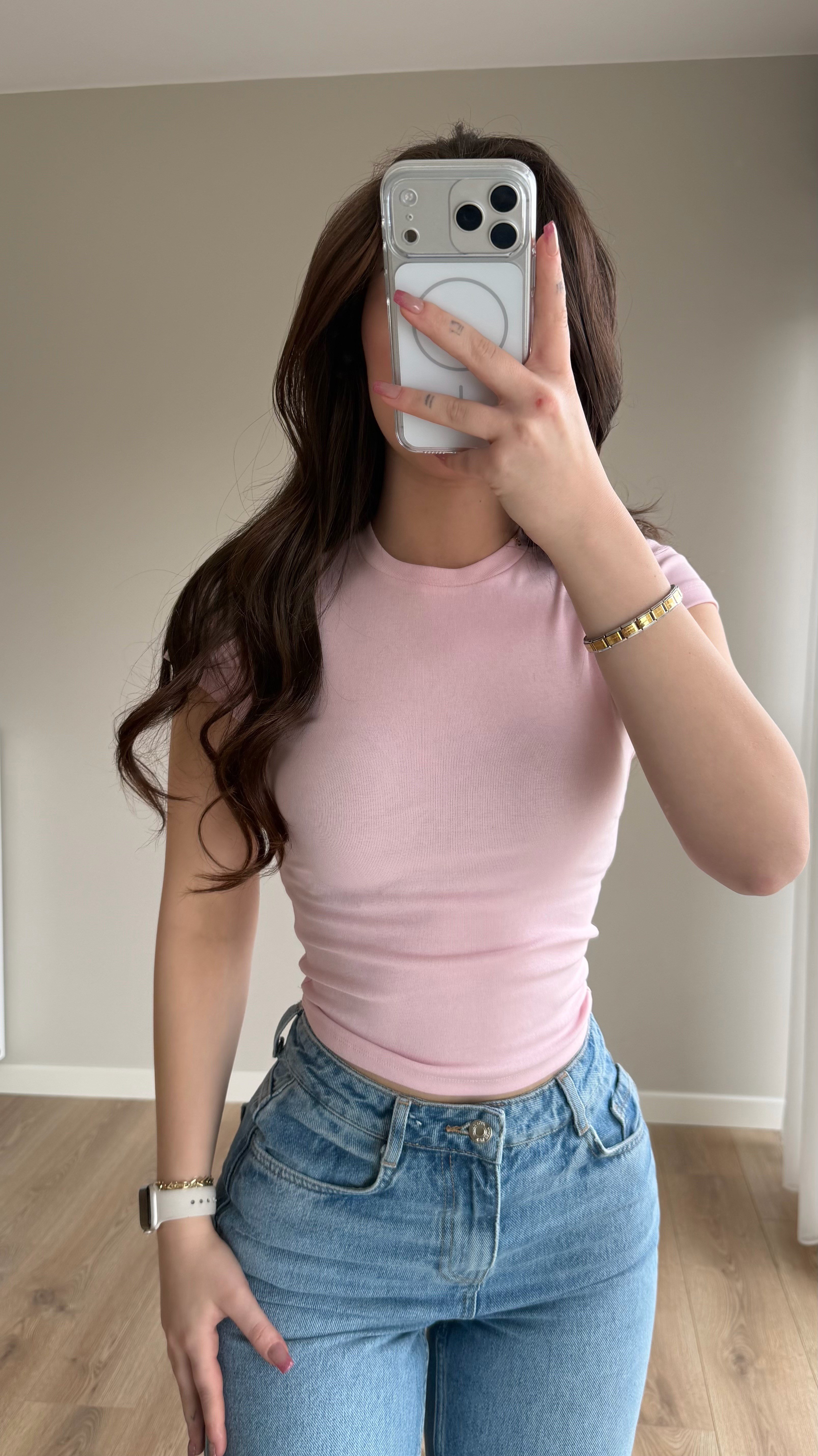 Bers. Fitted Dar Tişört Pembe