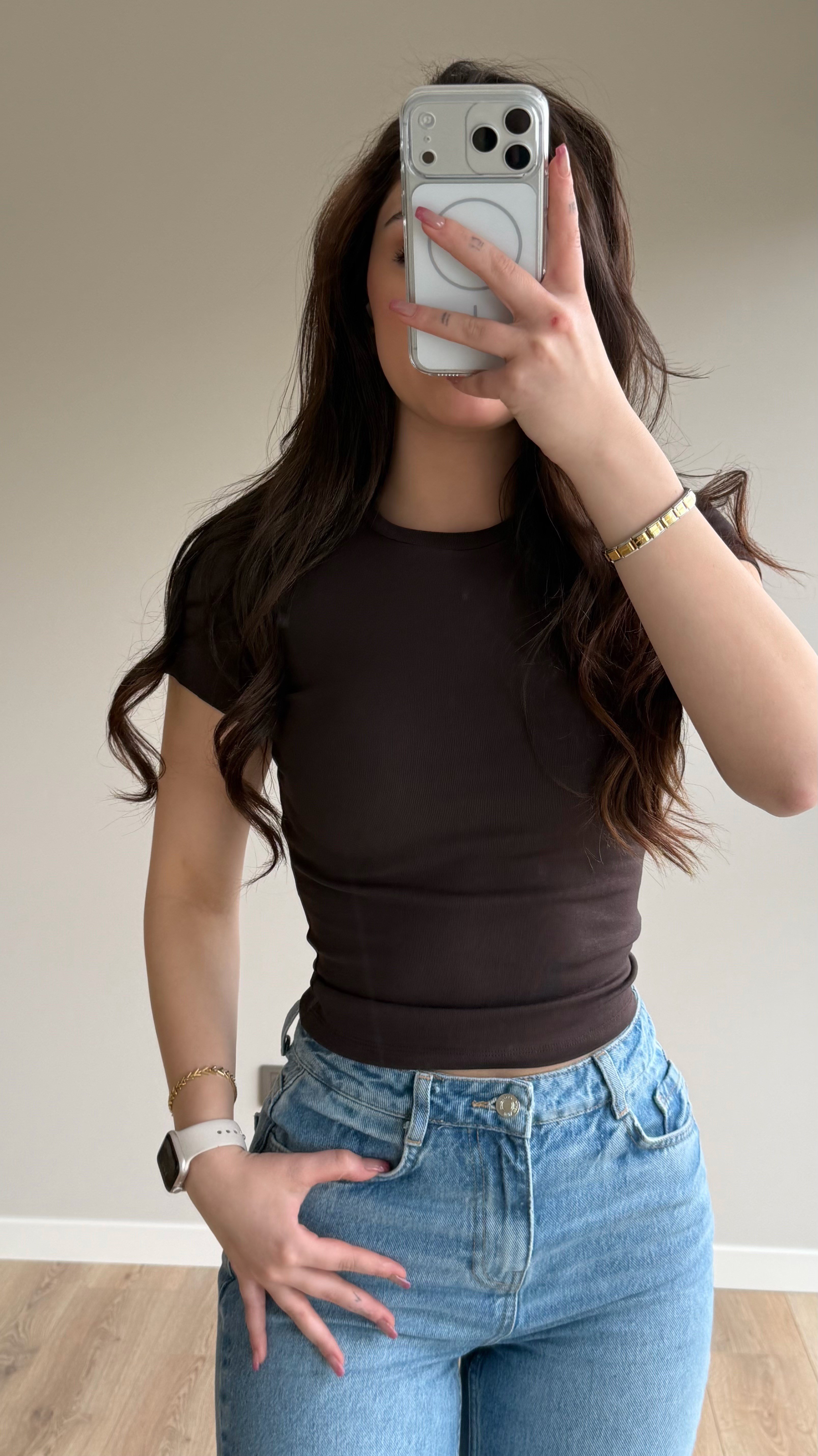 Bers. Fitted Dar Tişört Kahverengi