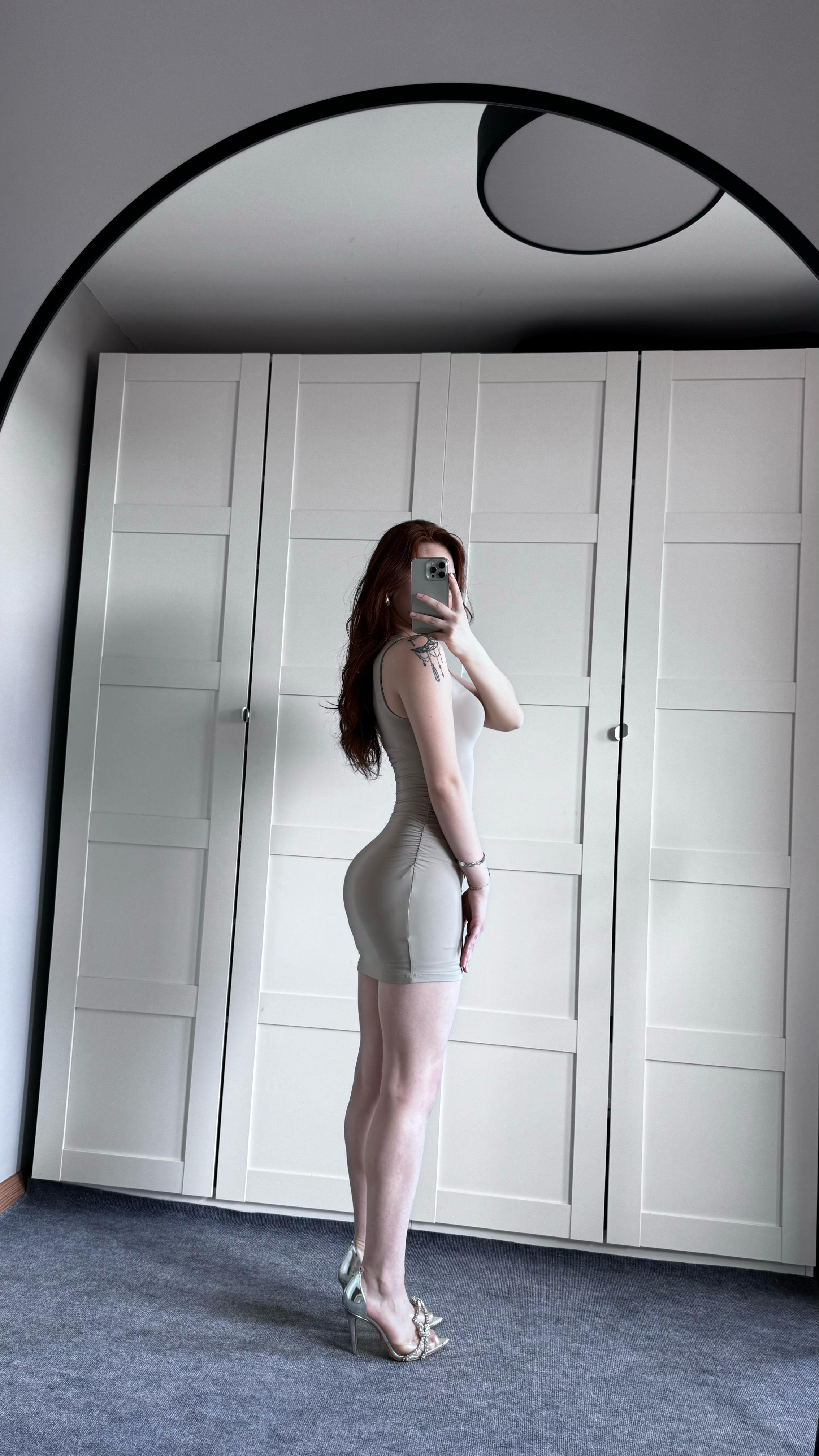 Bershka Drapeli Mini Bej Elbise