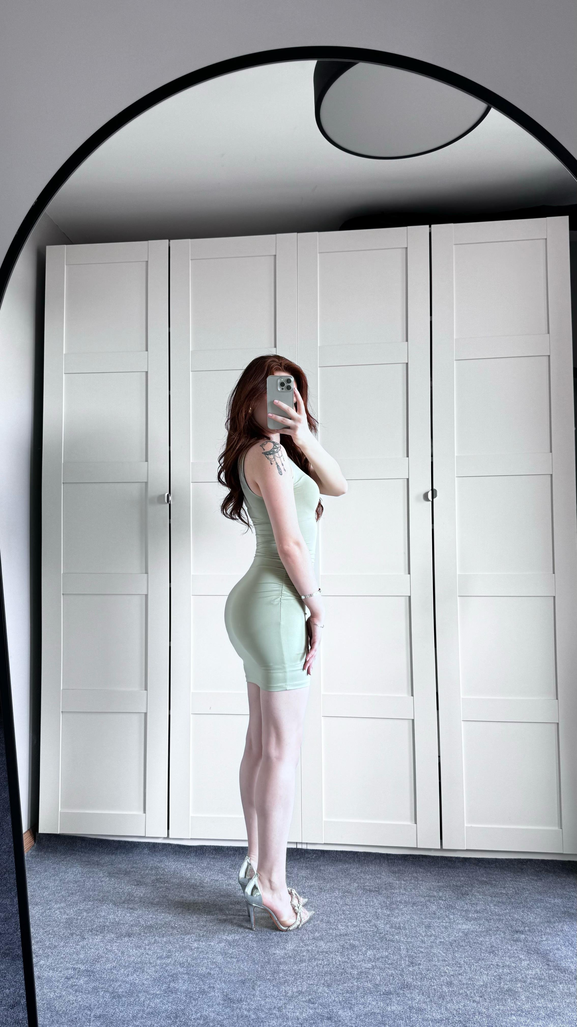 Bershka Drapeli Mini Mint Yeşil Elbise
