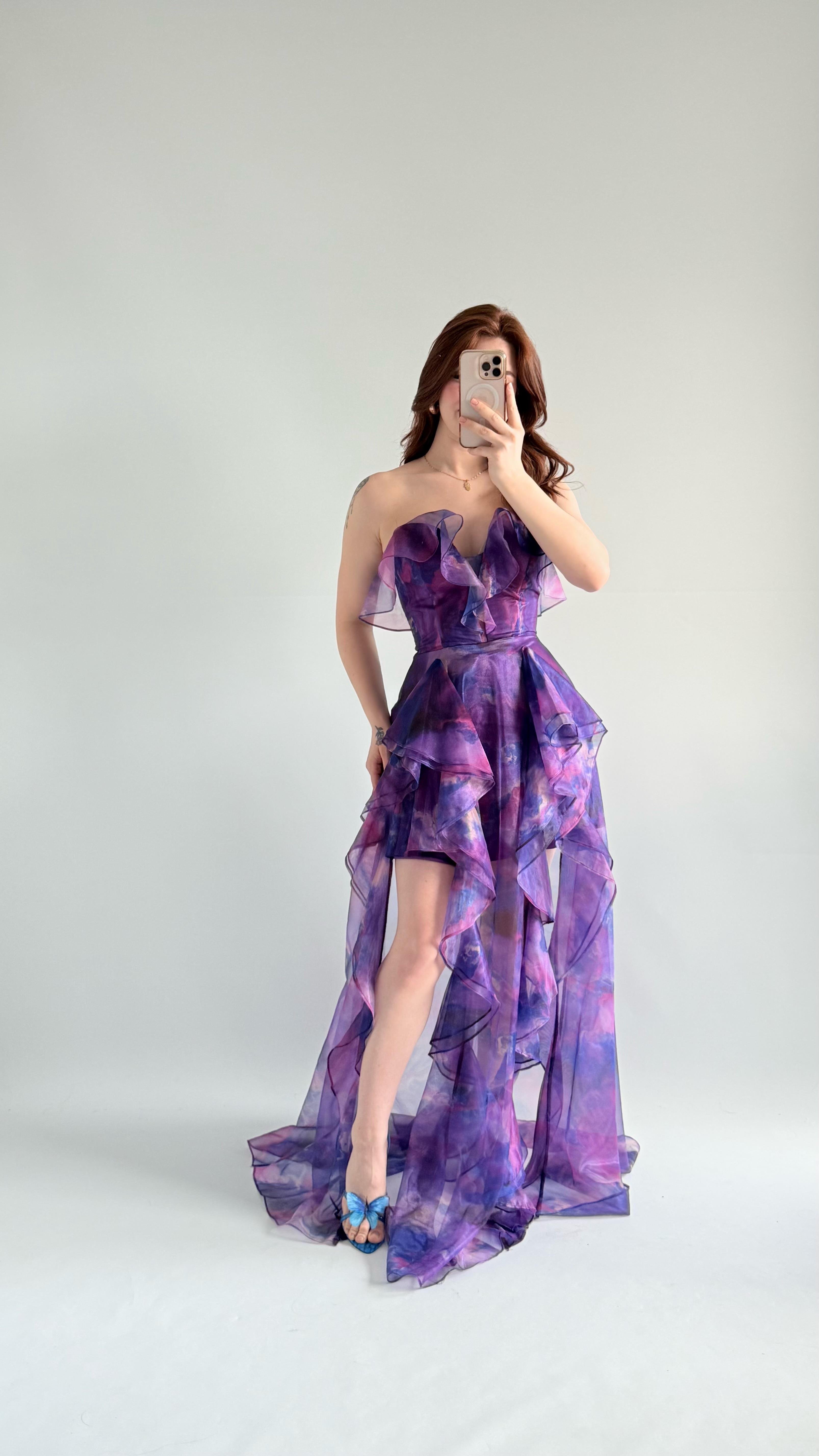 Bibble Tüllü Abiye Mor