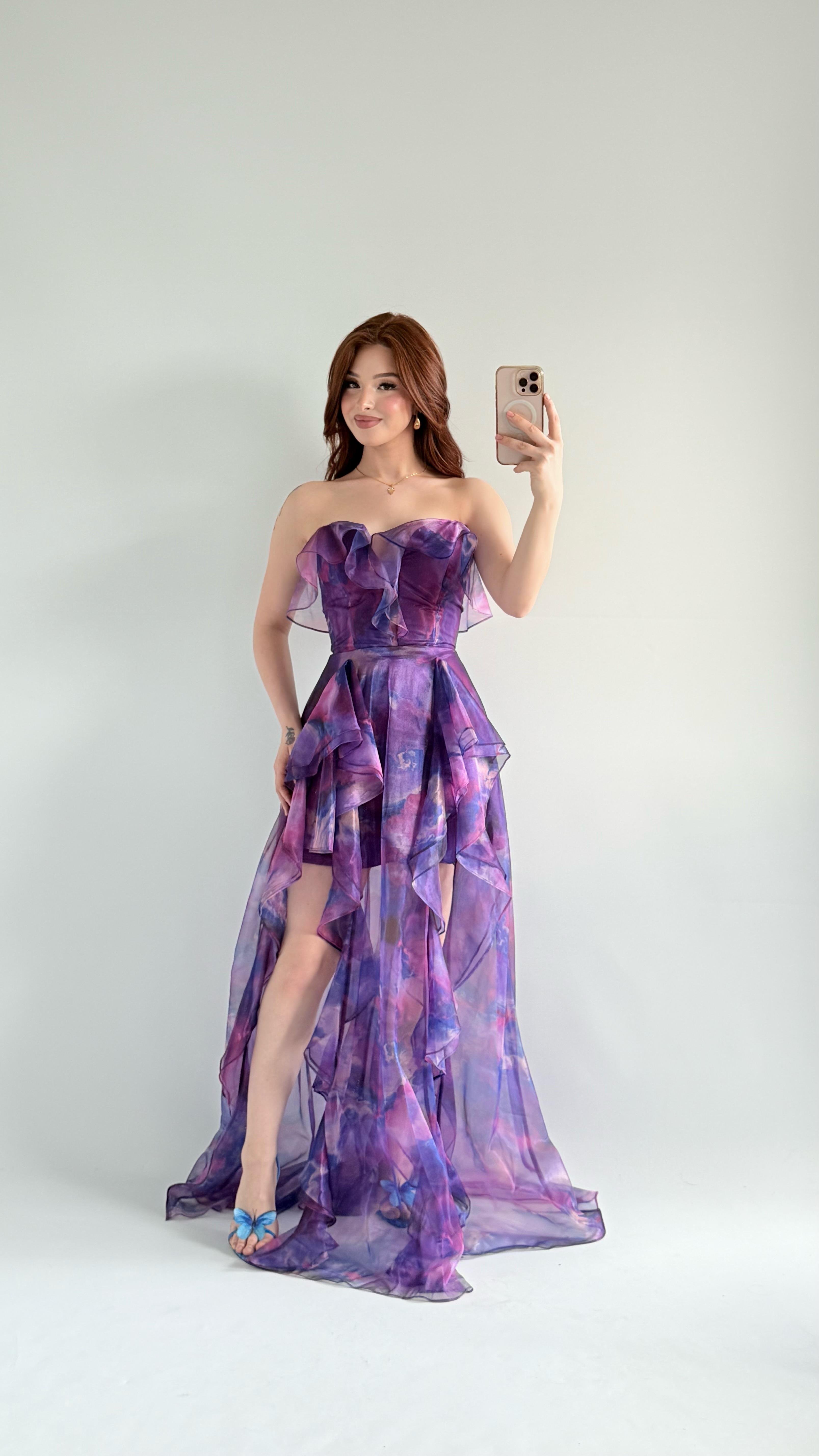 Bibble Tüllü Abiye Mor