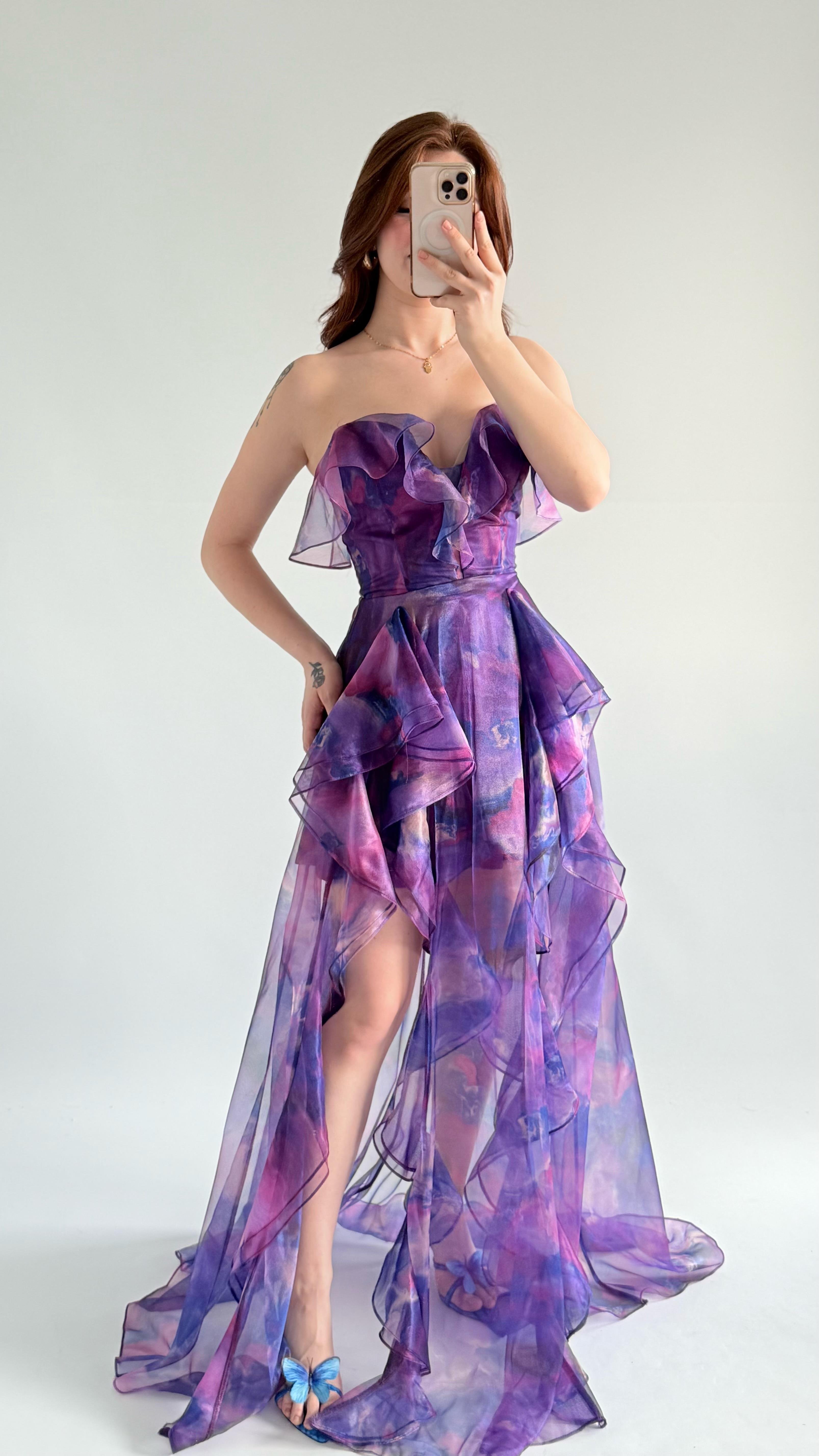 Bibble Tüllü Abiye Mor