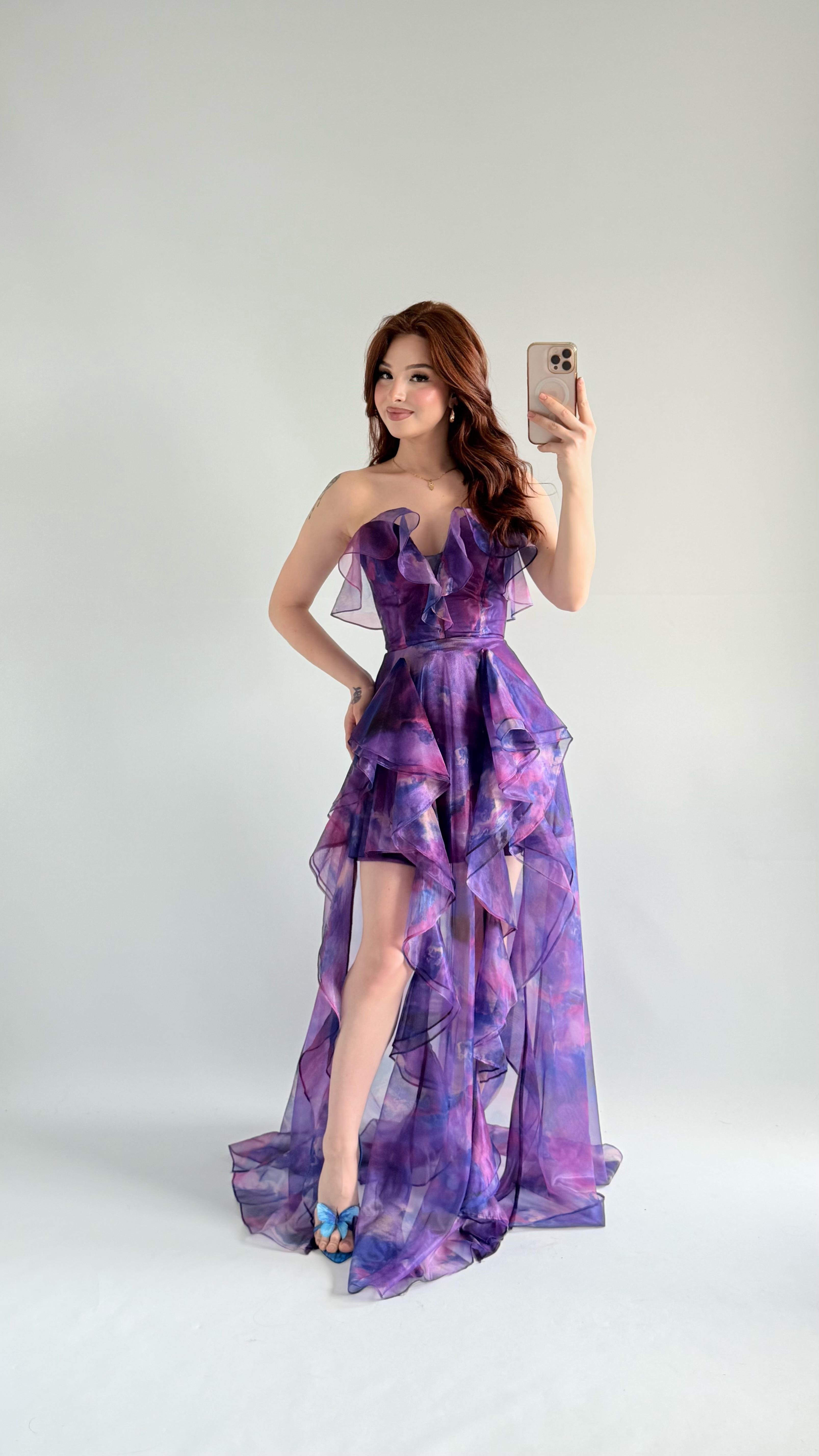 Bibble Tüllü Abiye Mor