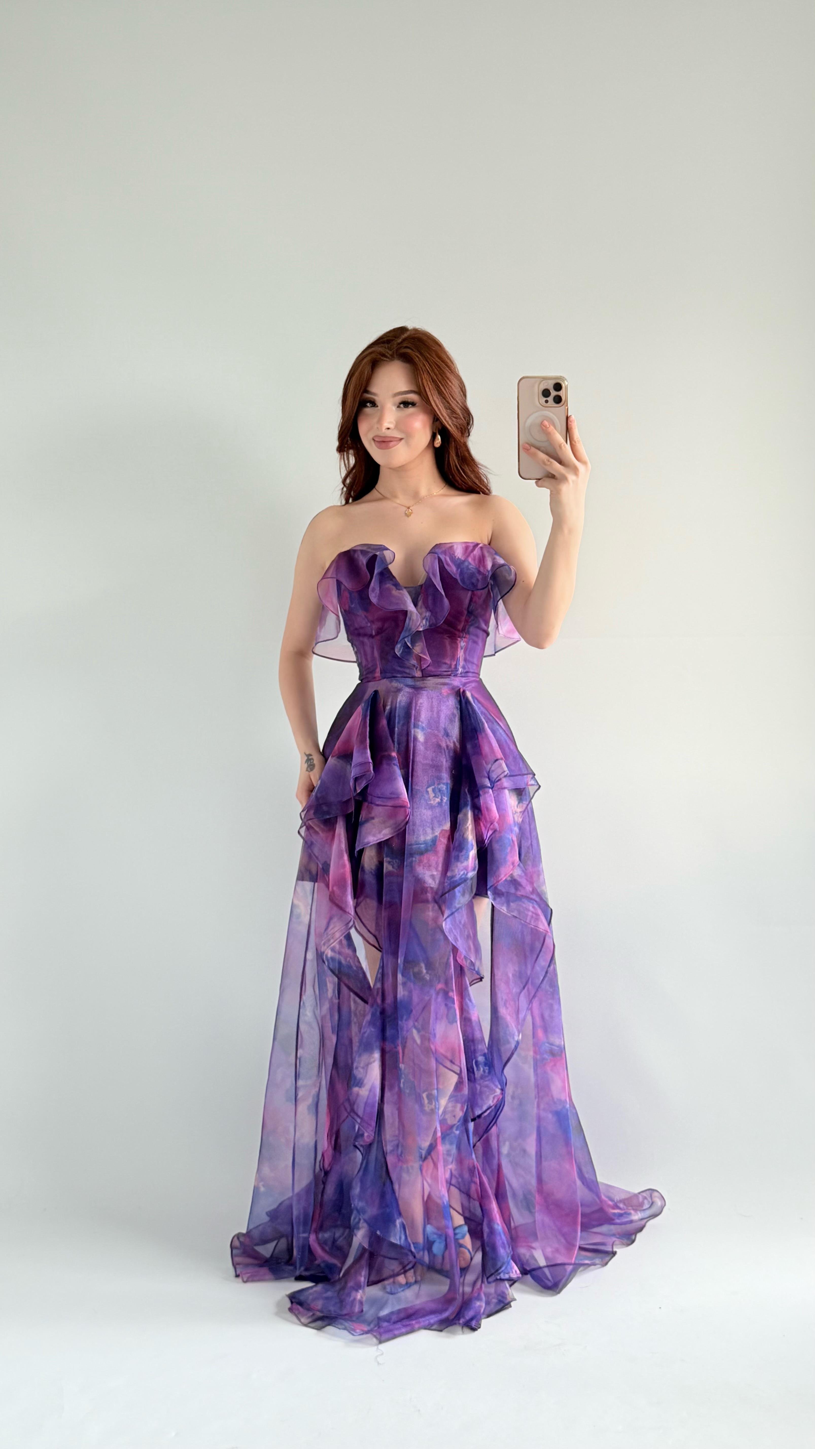 Bibble Tüllü Abiye Mor