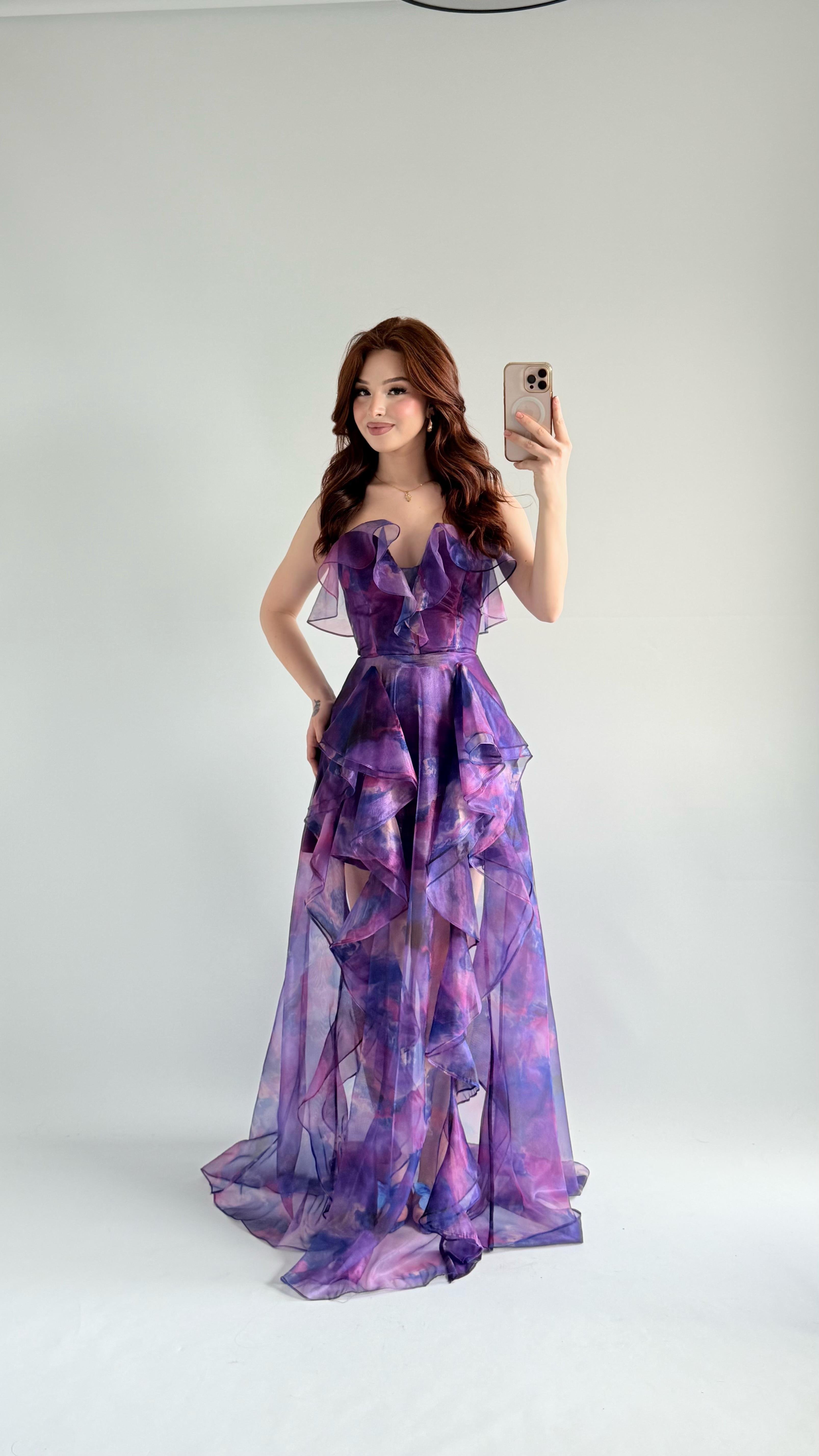 Bibble Tüllü Abiye Mor