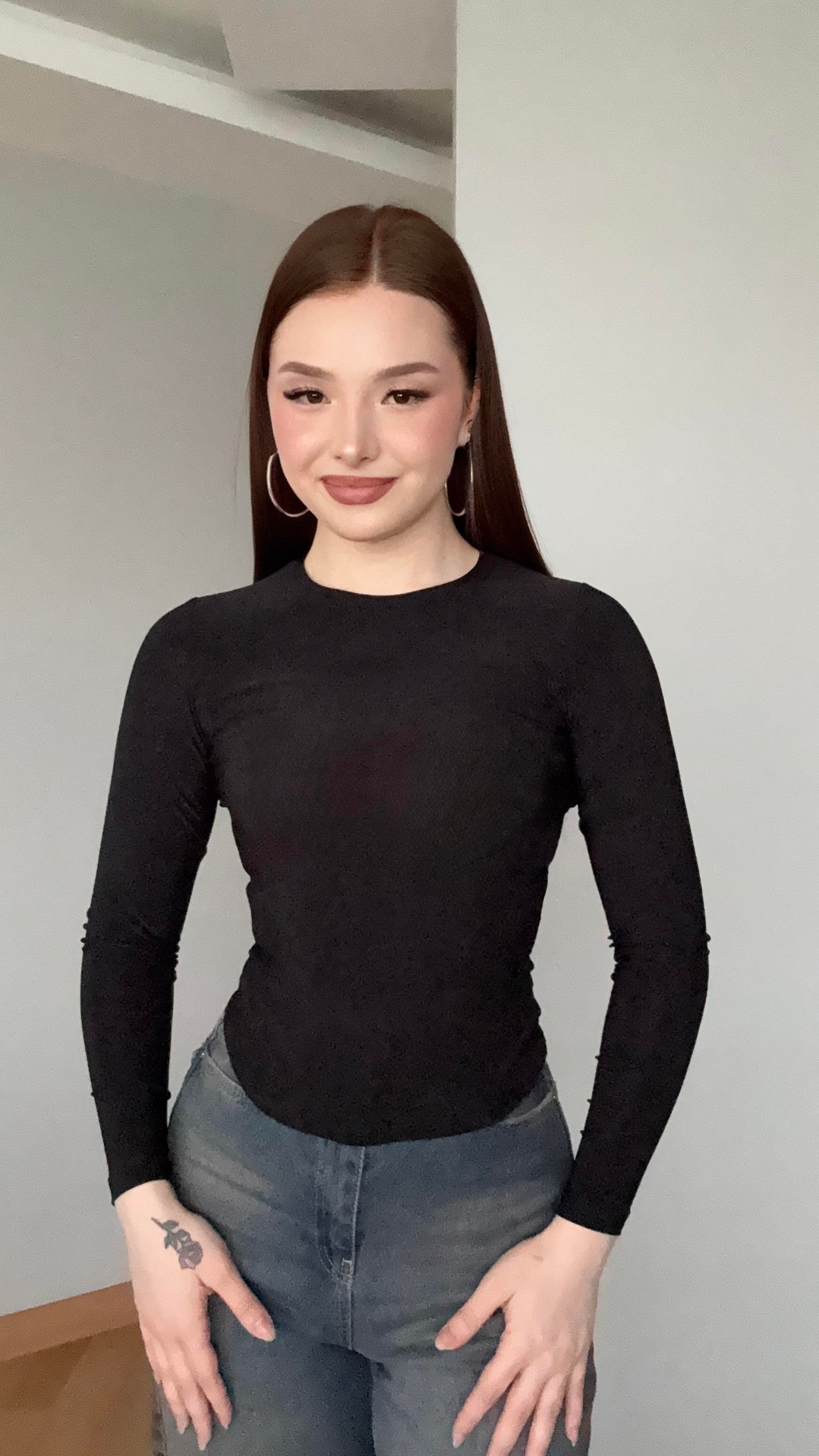 Bisiklet Yaka Bluz Siyah