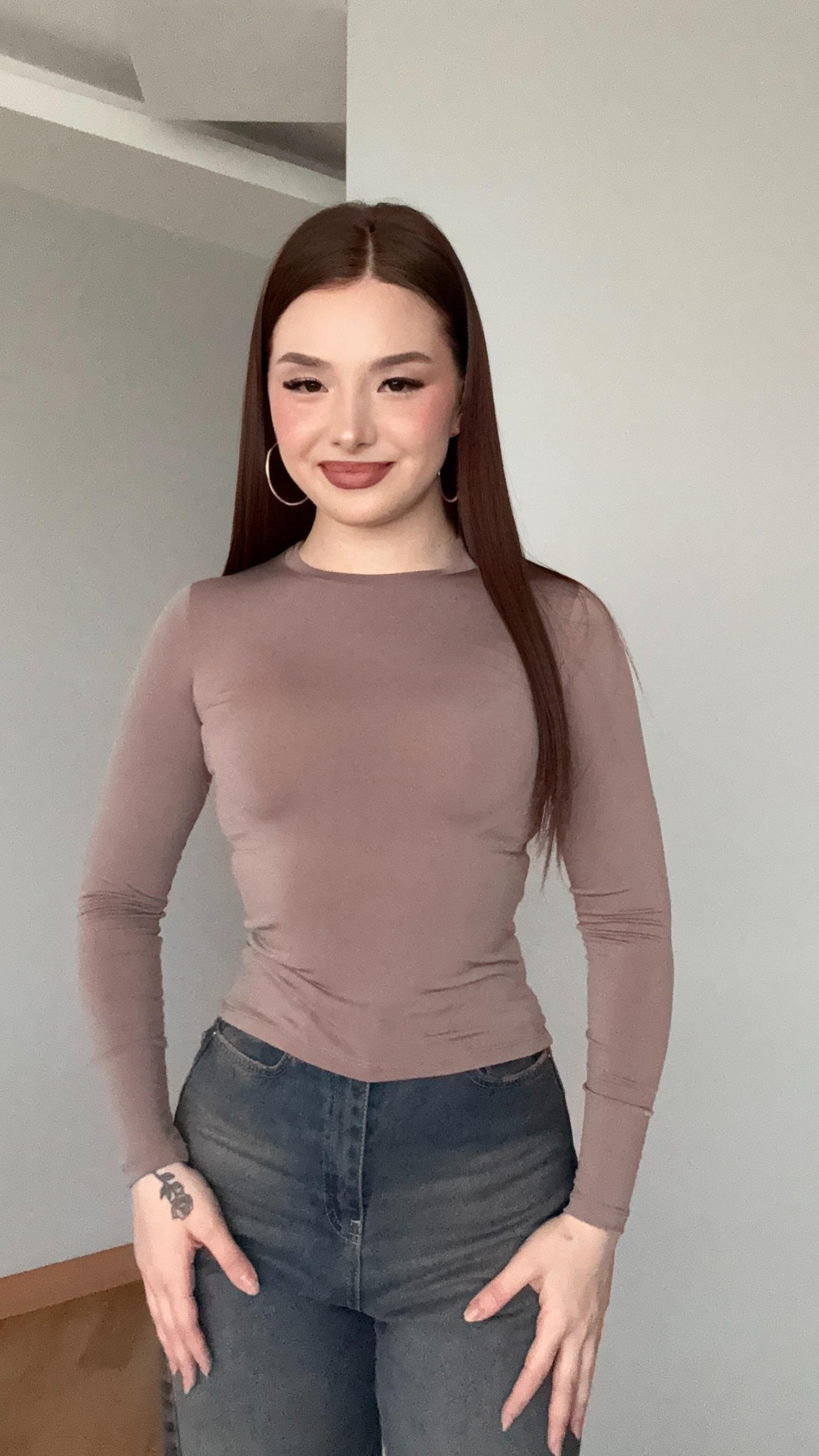 Bisiklet Yaka Bluz Vizon