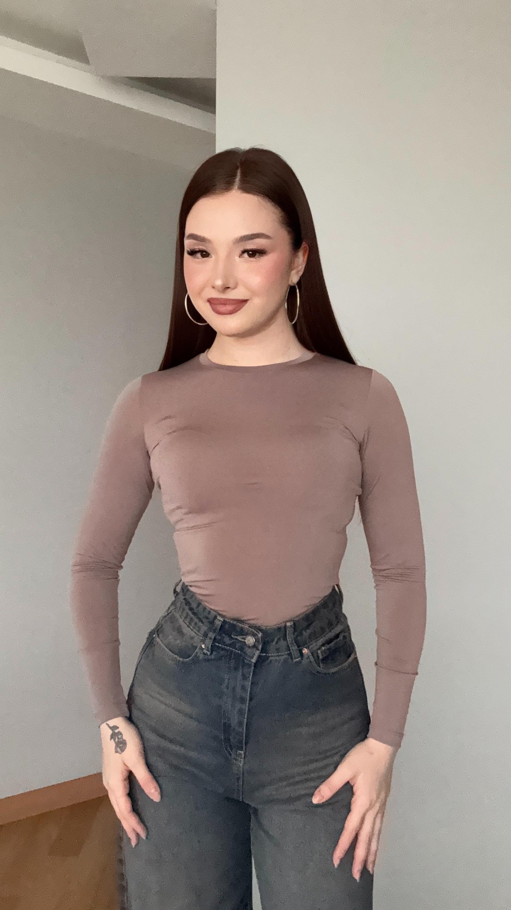 Bisiklet Yaka Bluz Vizon