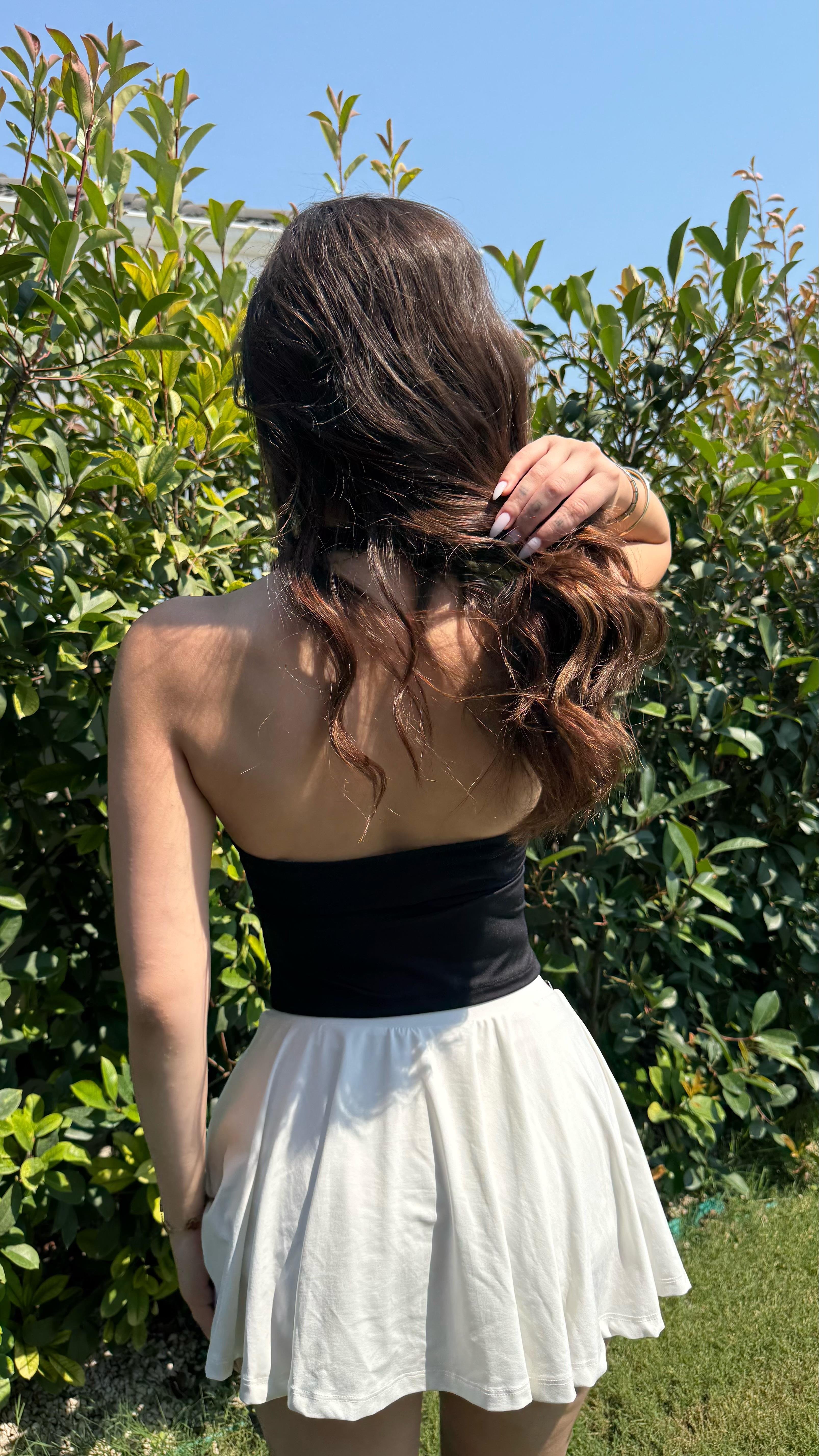 Boyun Geçirmeli Bluz Siyah