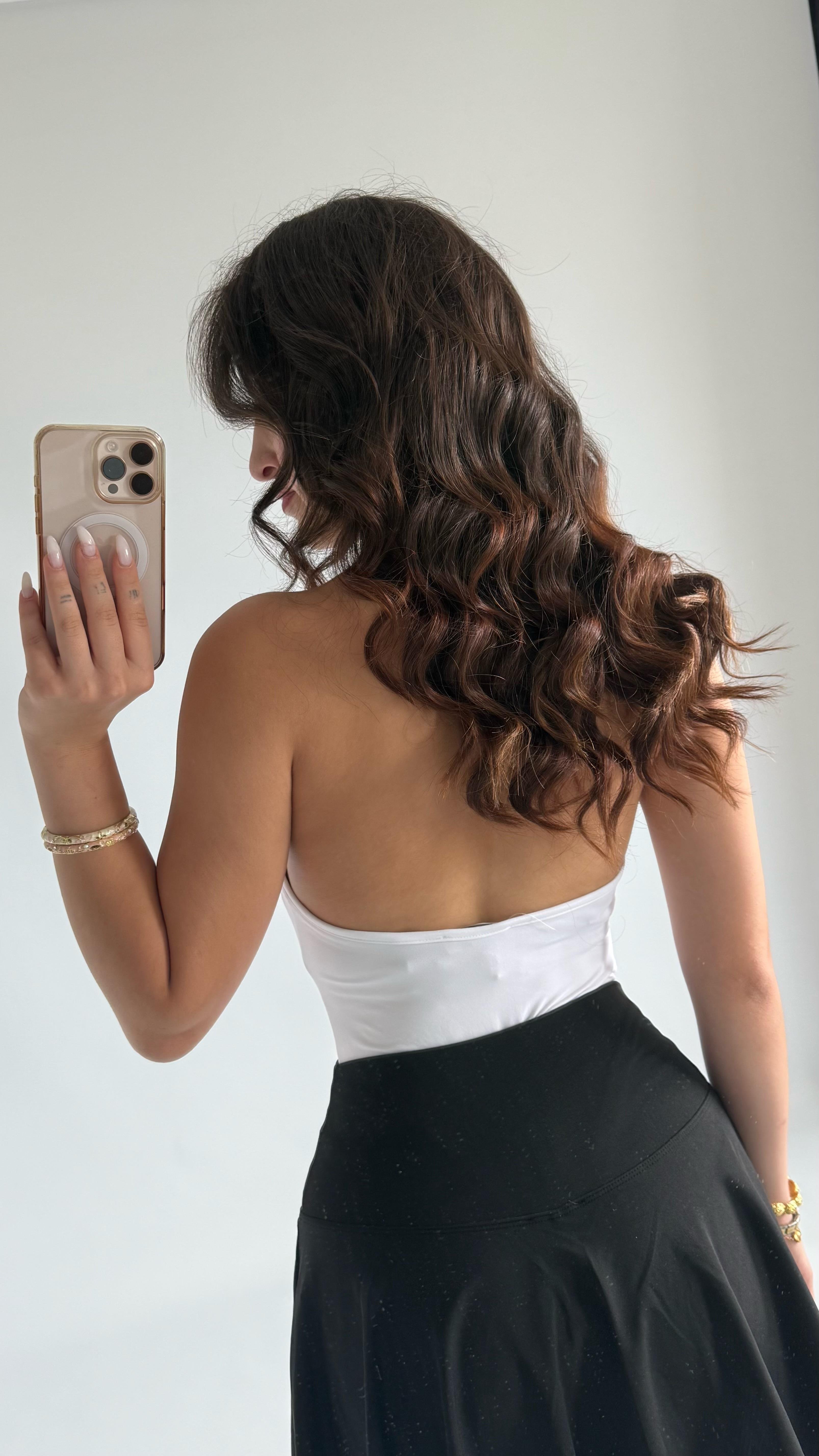 Boyun Geçirmeli Bodysuit Beyaz