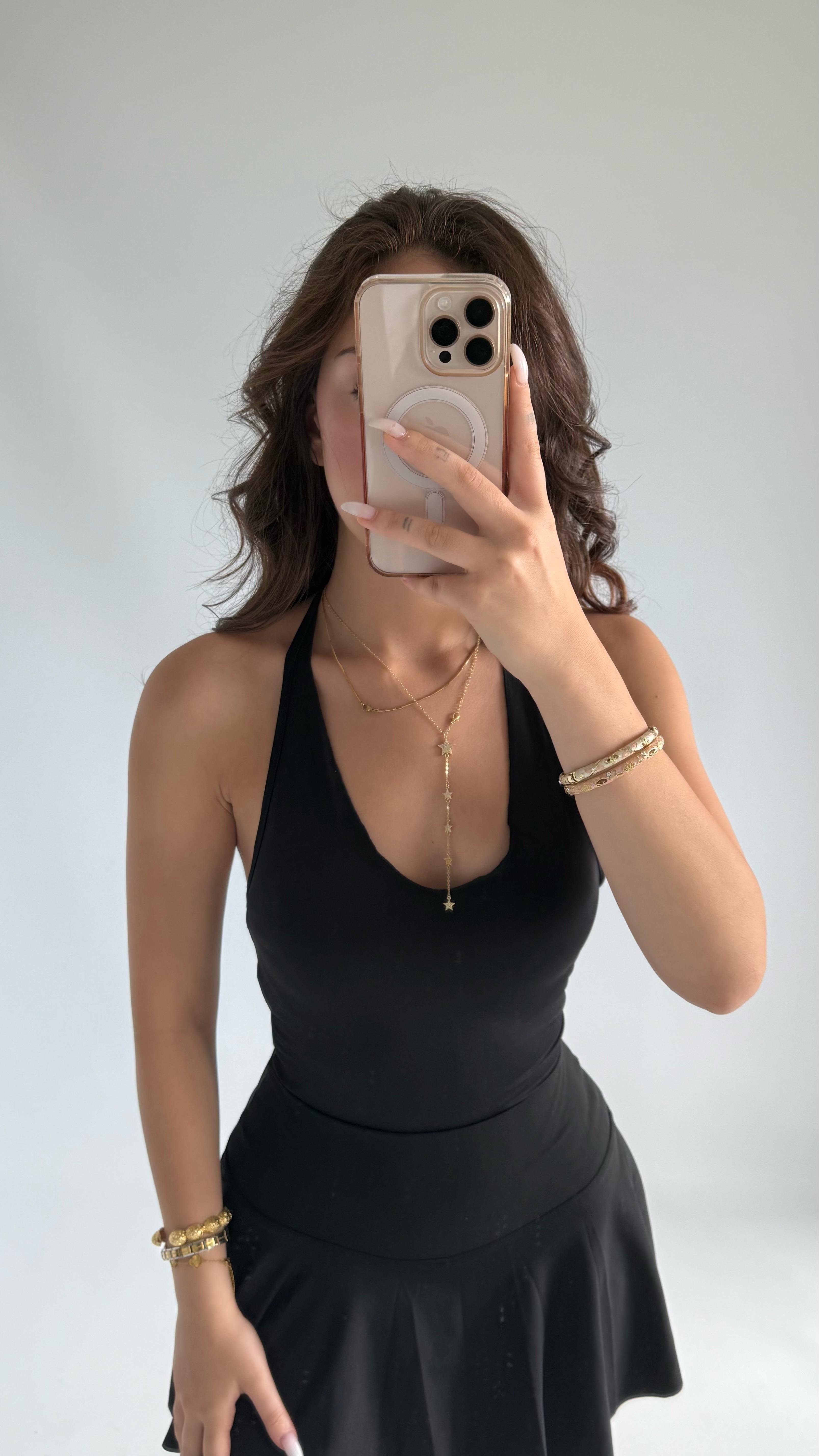 Boyun Geçirmeli Bodysuit Siyah