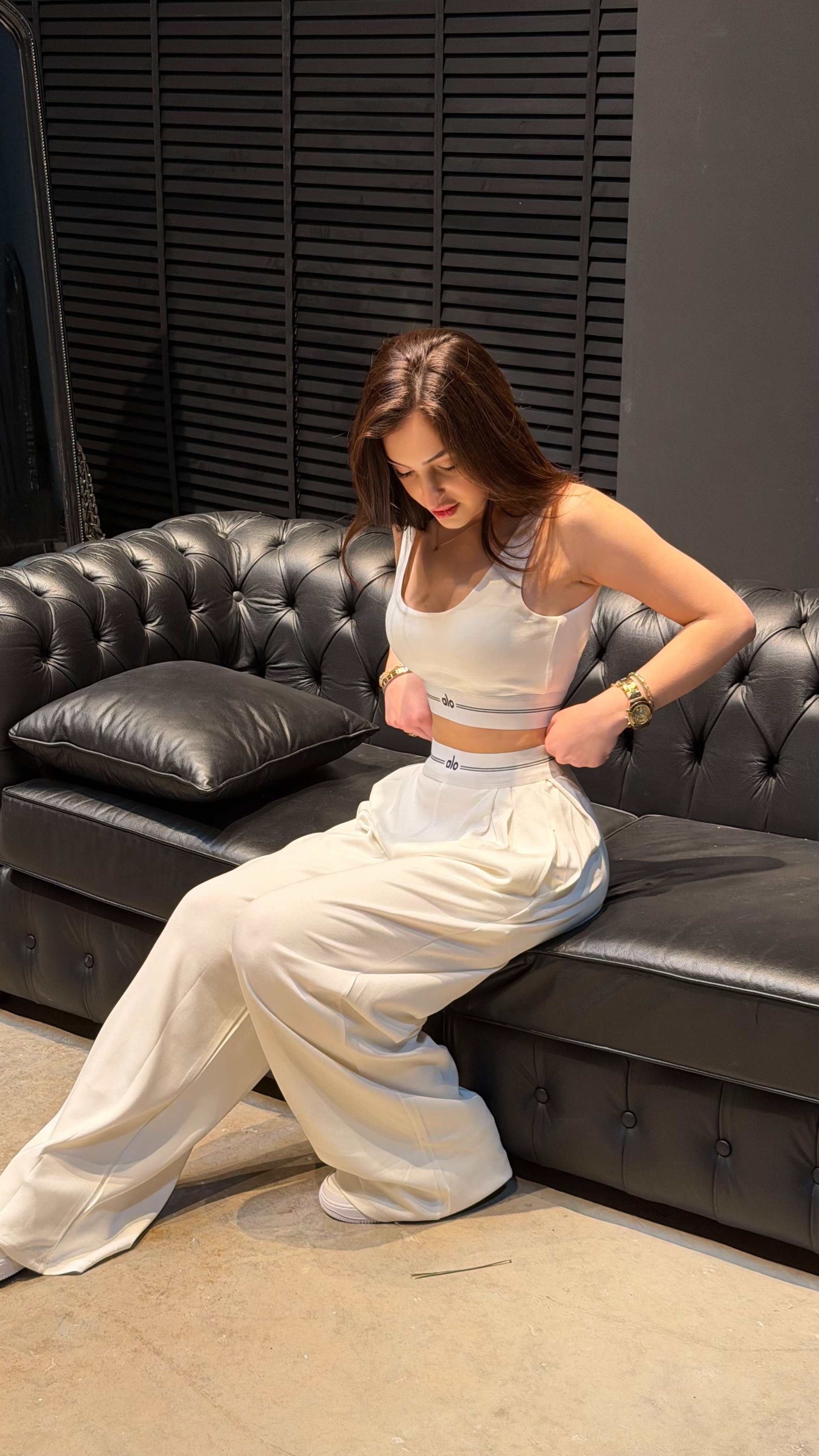 Bralet Kemer Eşofman Takım Beyaz