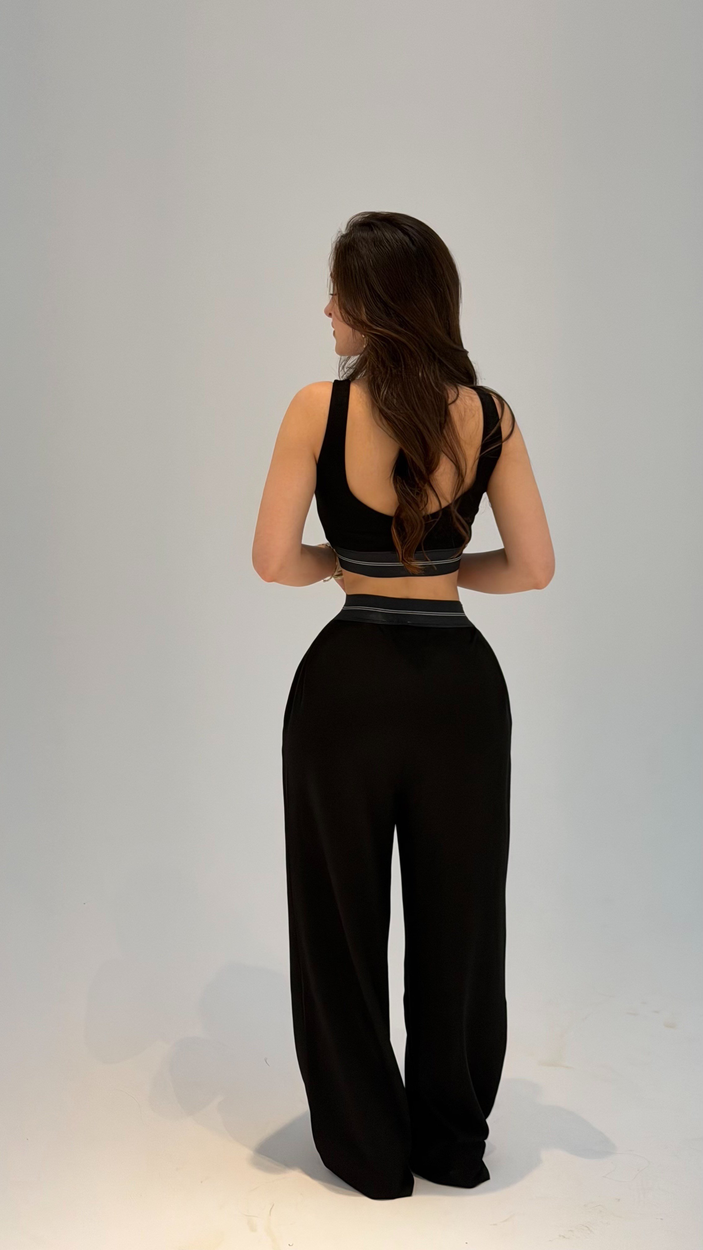 Bralet Kemer Eşofman Takım Siyah