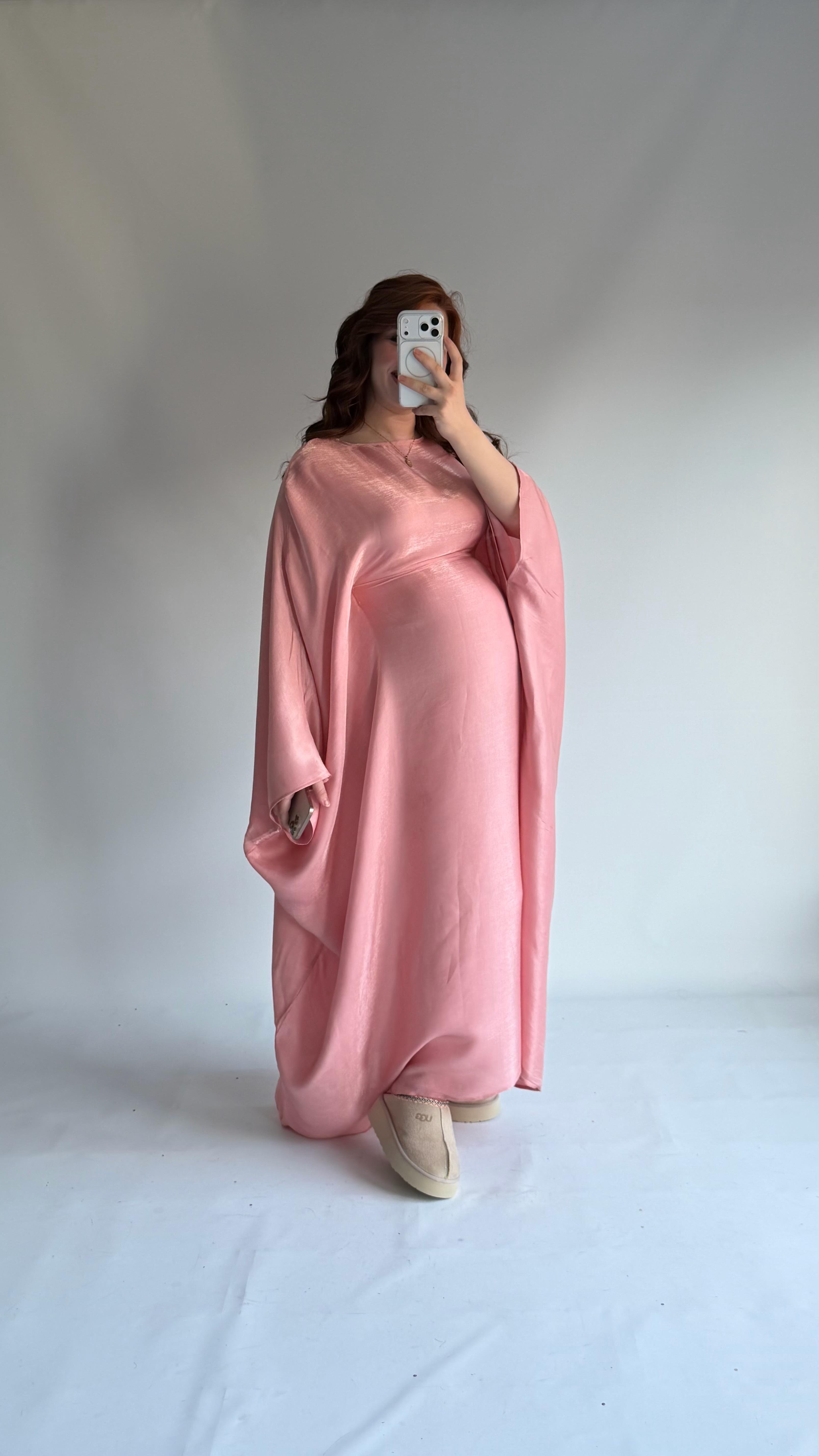 Butterfly Abaya Toz Pembe