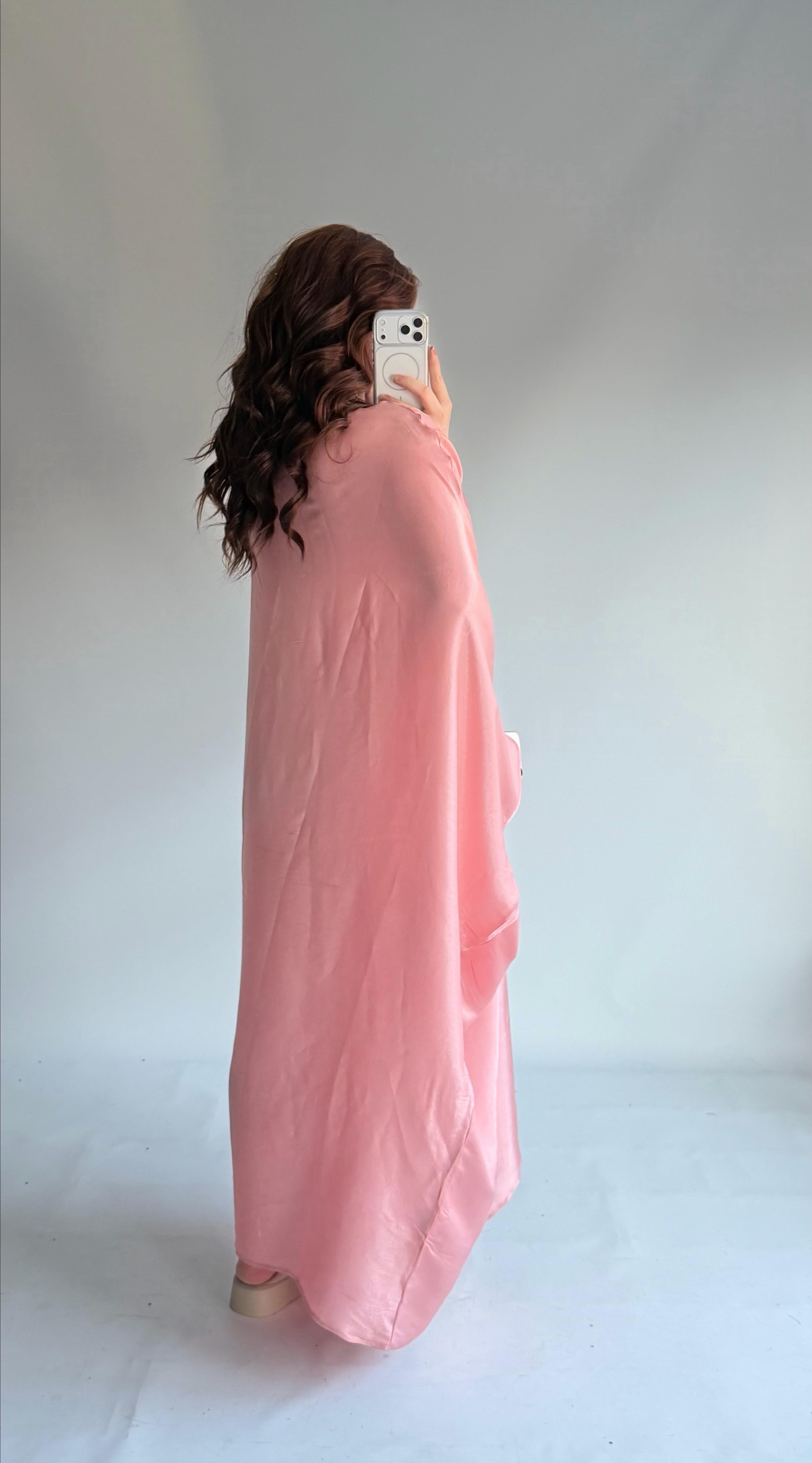 Butterfly Abaya Toz Pembe