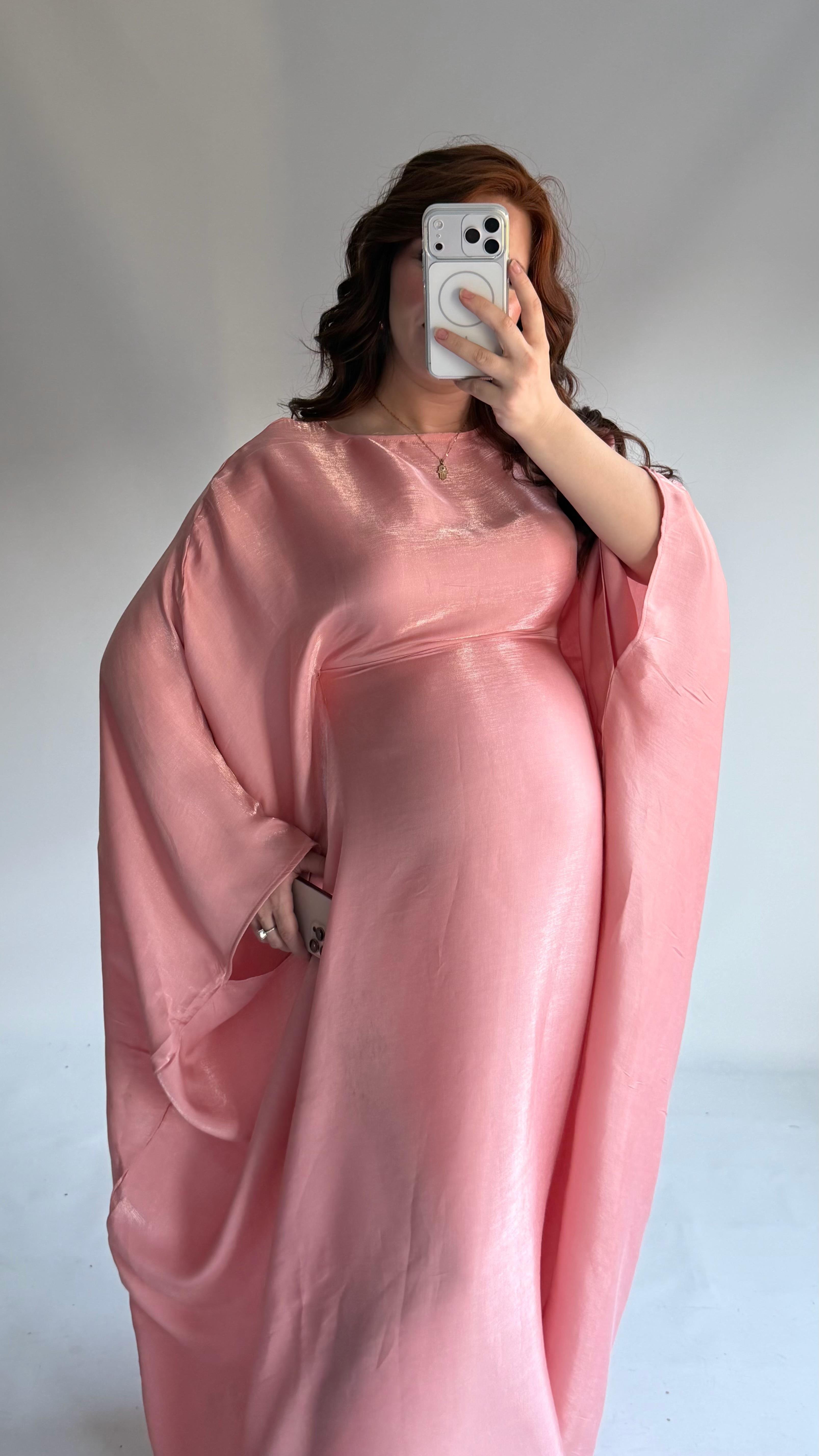 Butterfly Abaya Toz Pembe