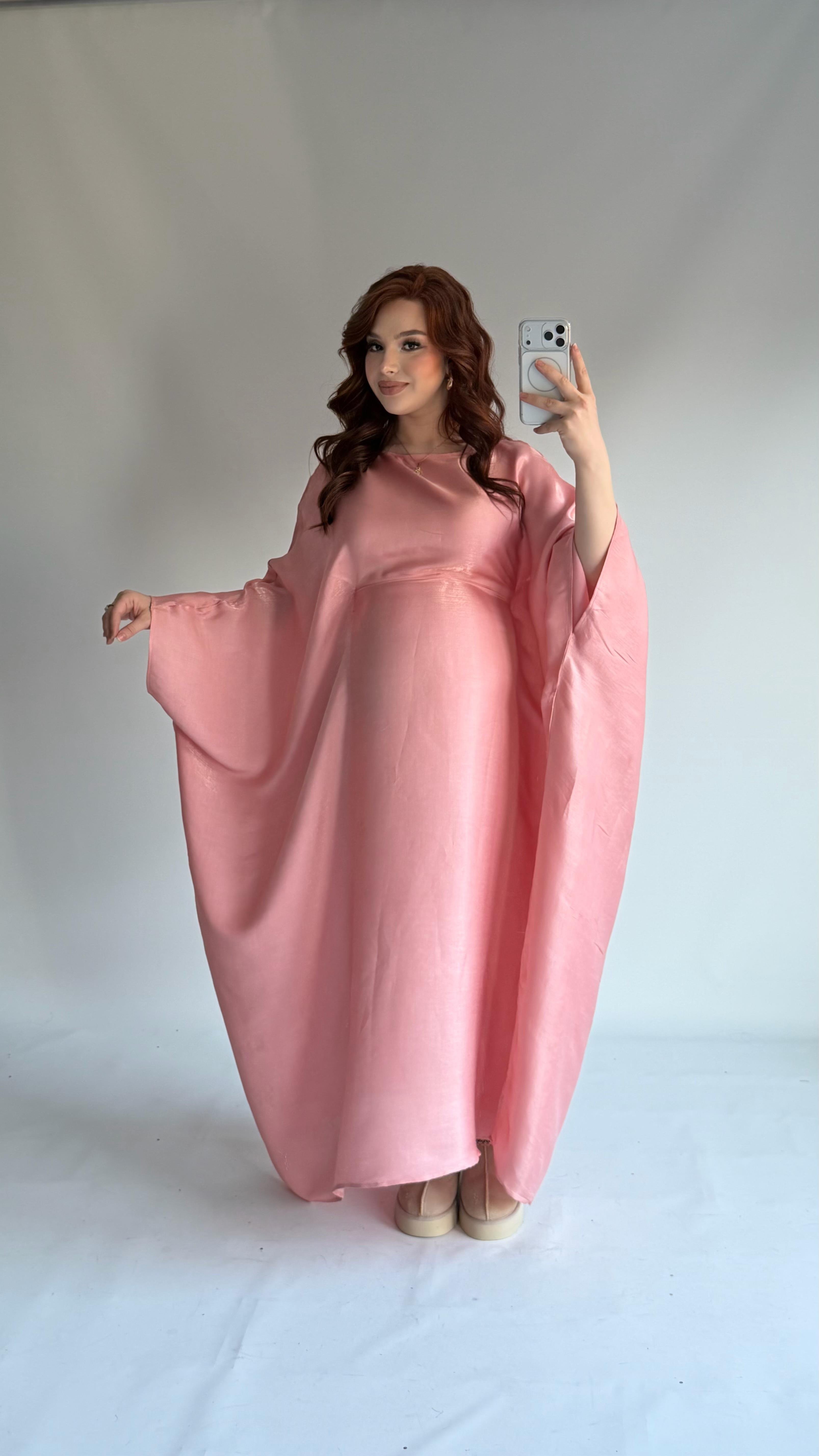 Butterfly Abaya Toz Pembe