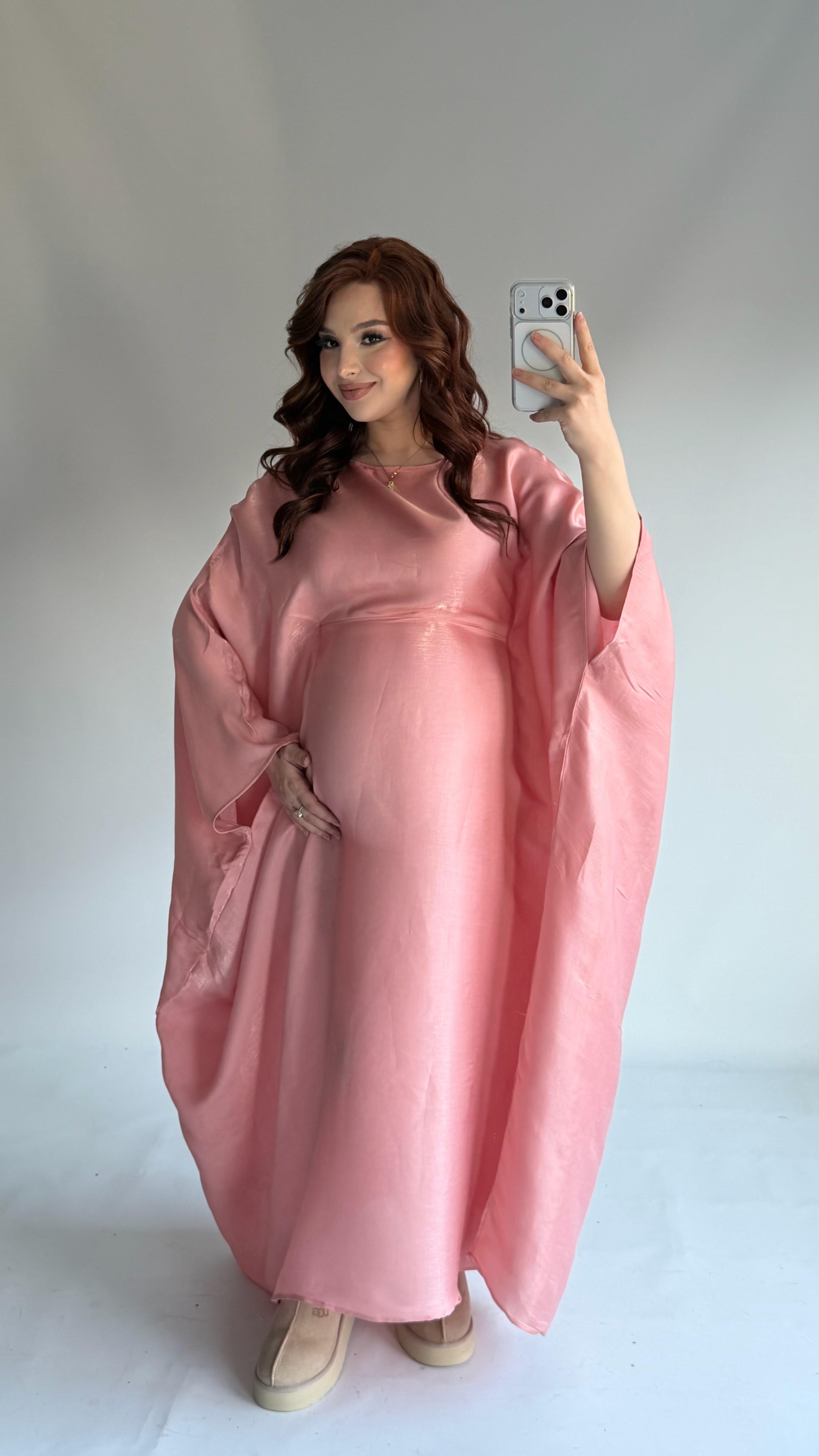 Butterfly Abaya Toz Pembe