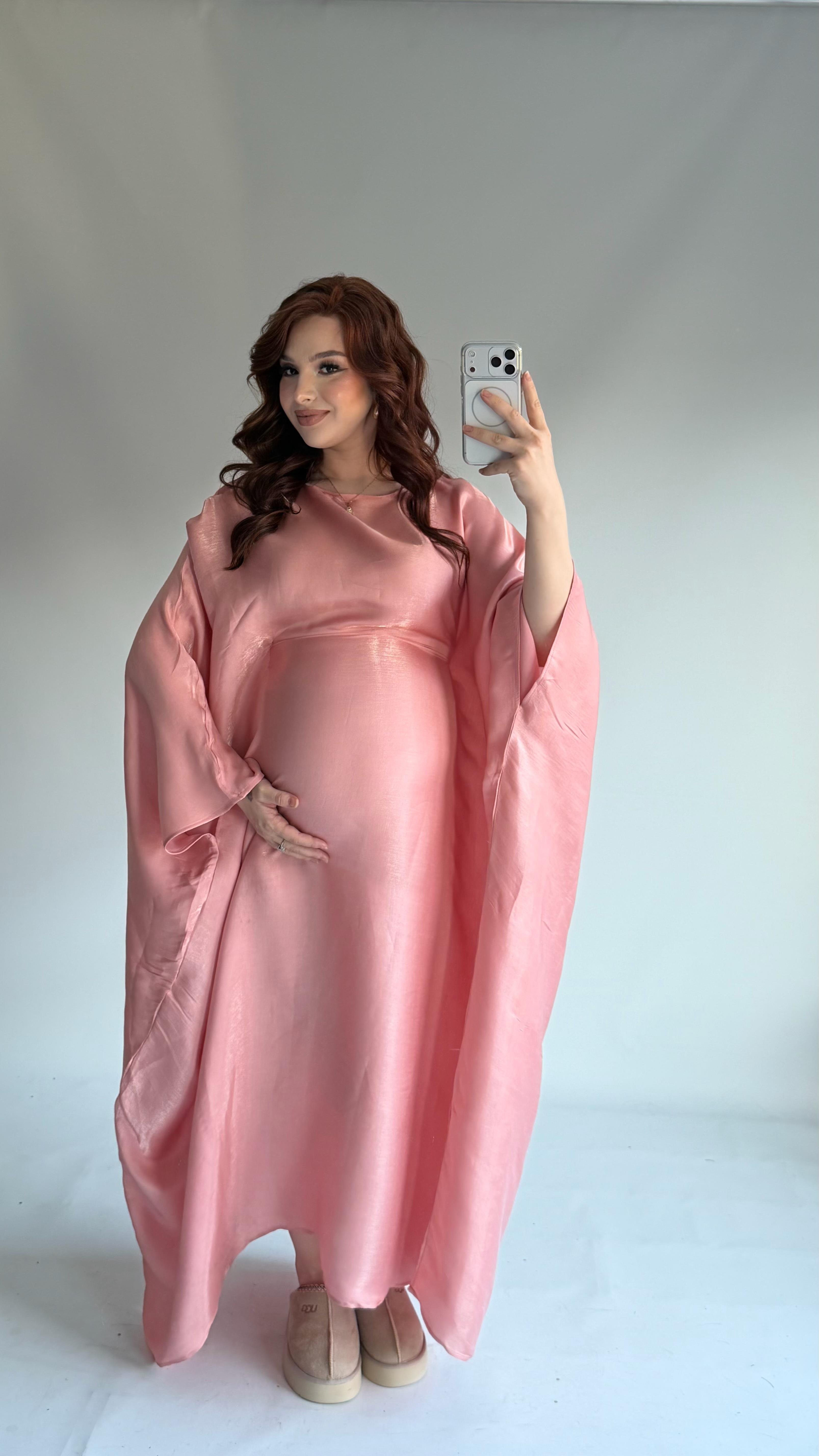 Butterfly Abaya Toz Pembe