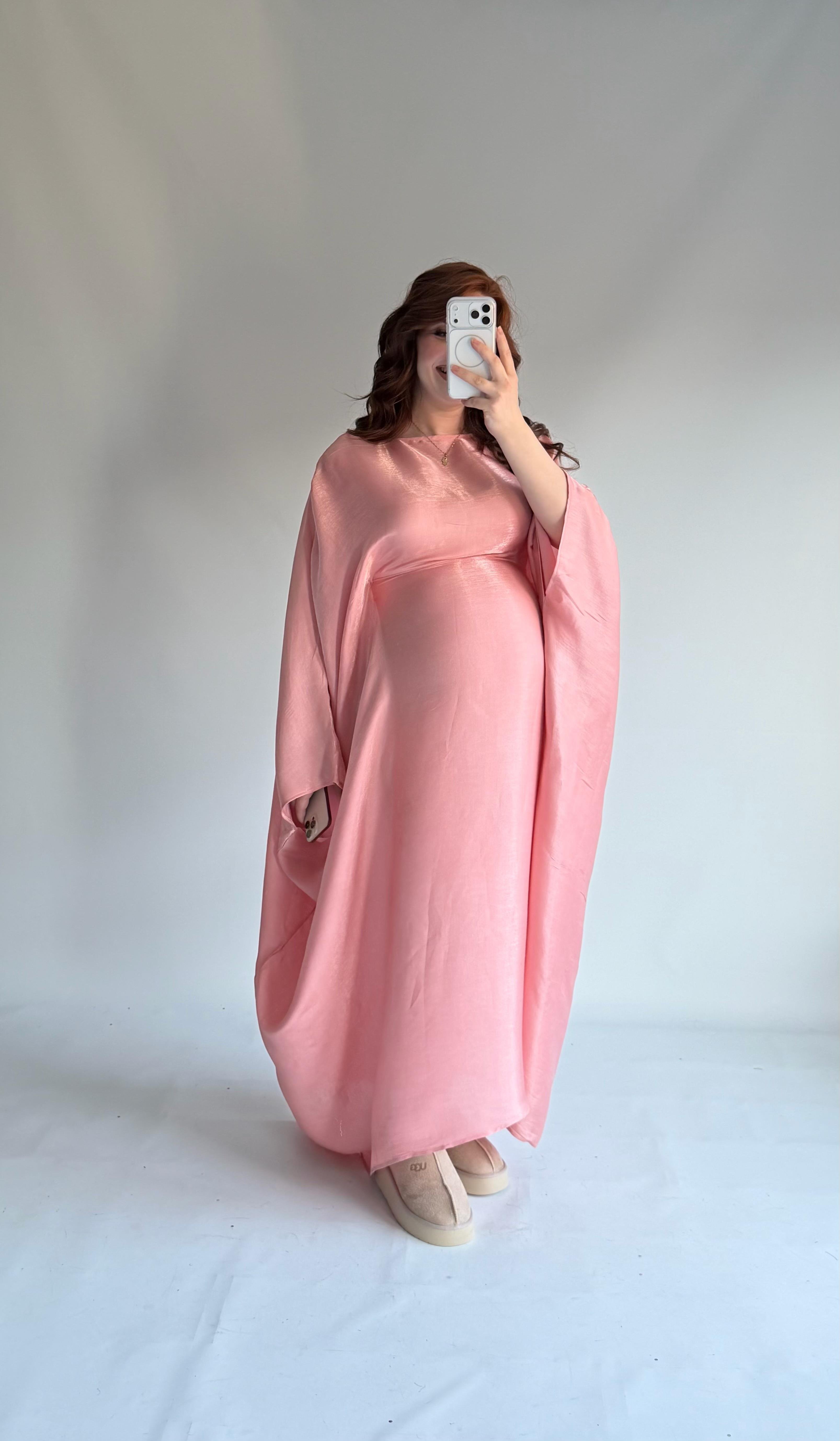 Butterfly Abaya Toz Pembe