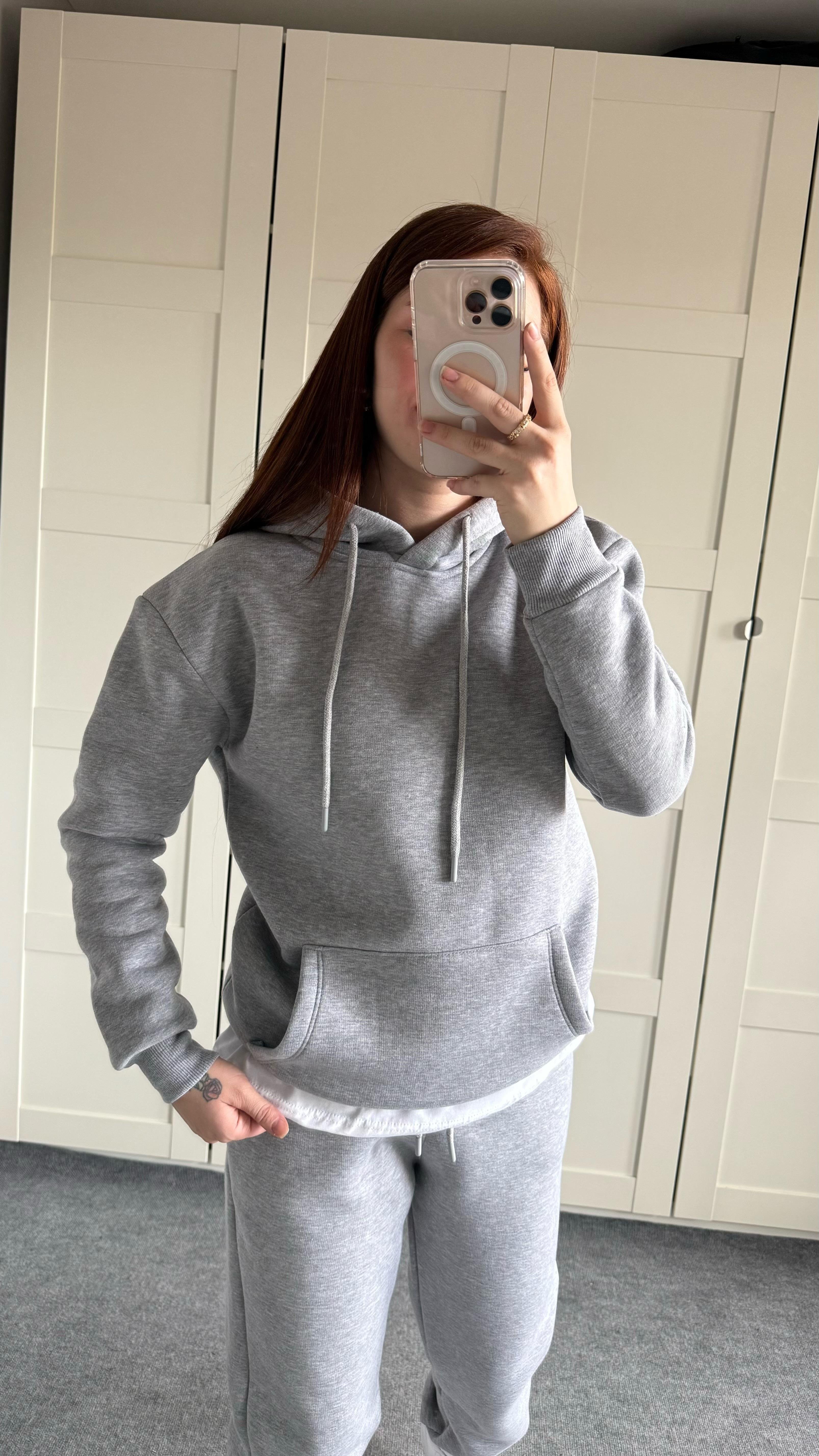 Casual Kapüşonlu Eşofman Takımı Gri