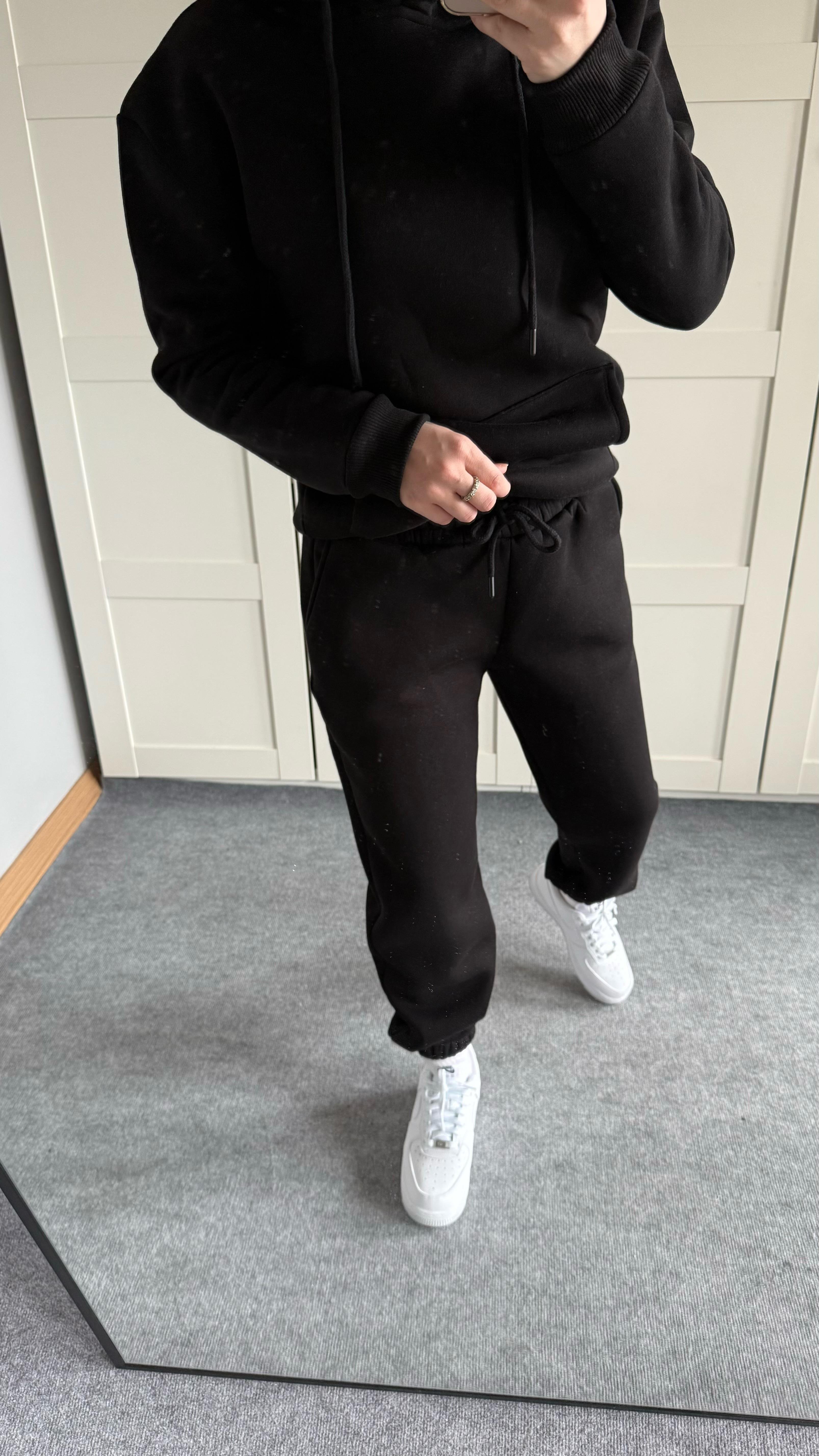 Casual Kapüşonlu Eşofman Takımı Siyah