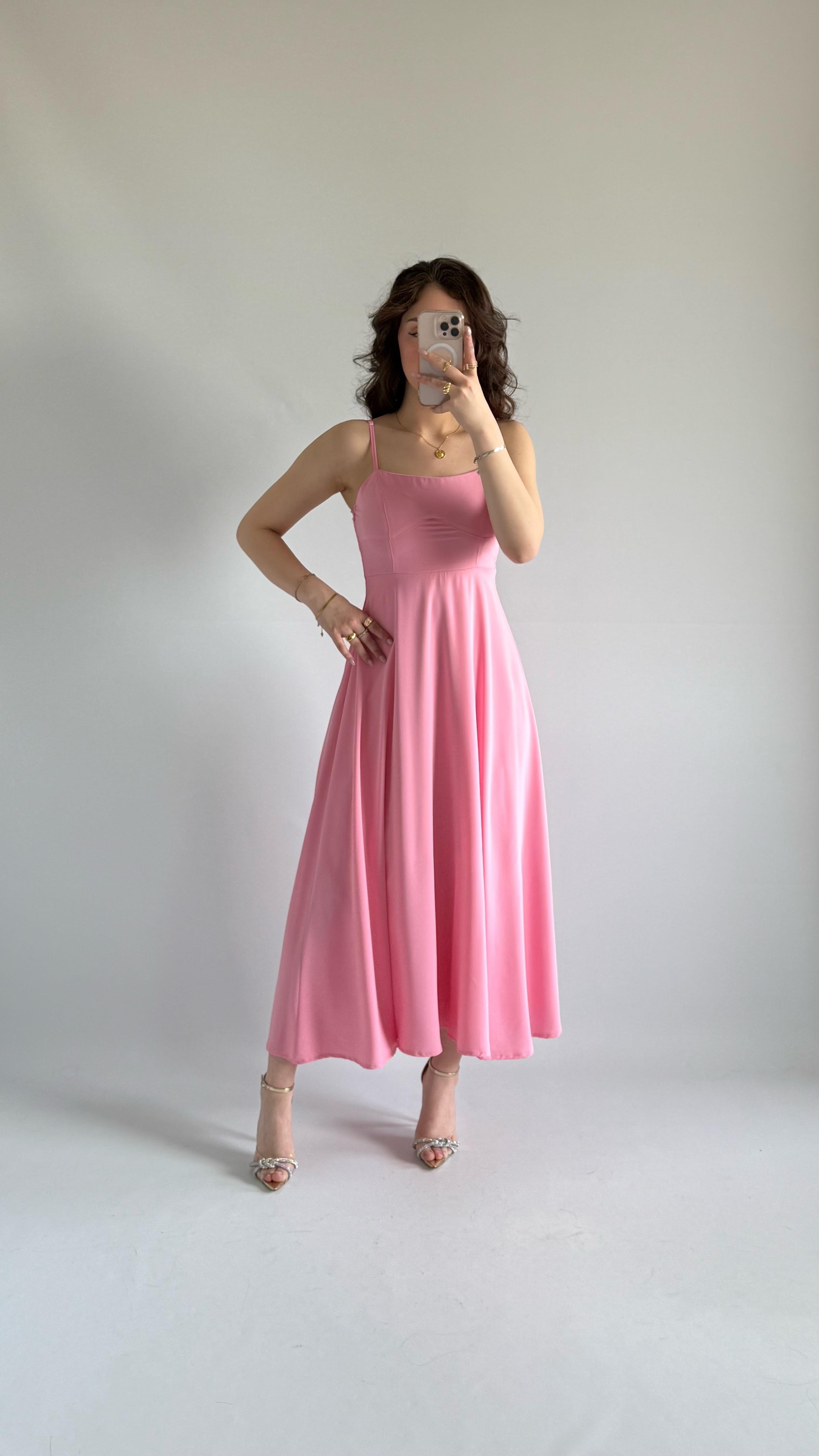 Cesica Uzun Elbise Pembe