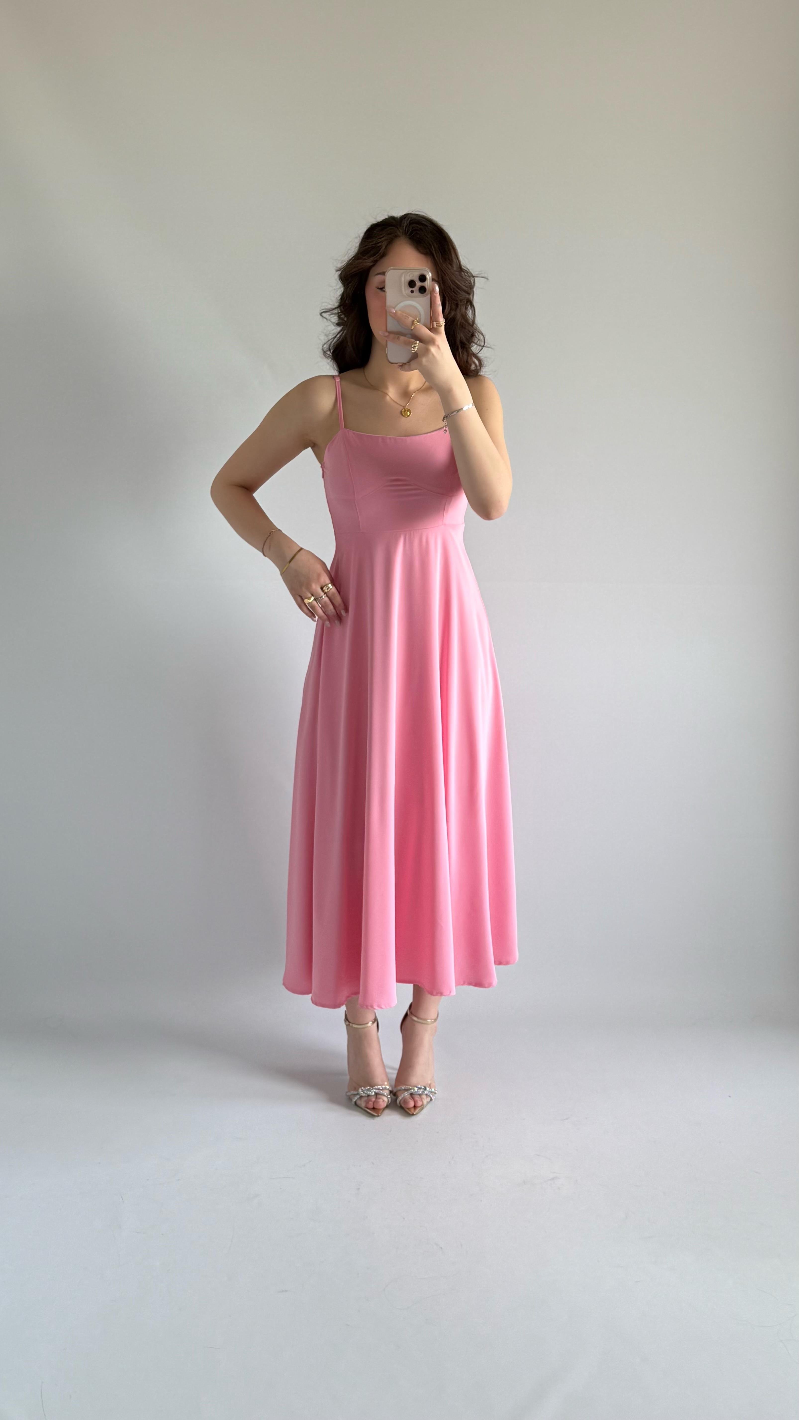 Cesica Uzun Elbise Pembe