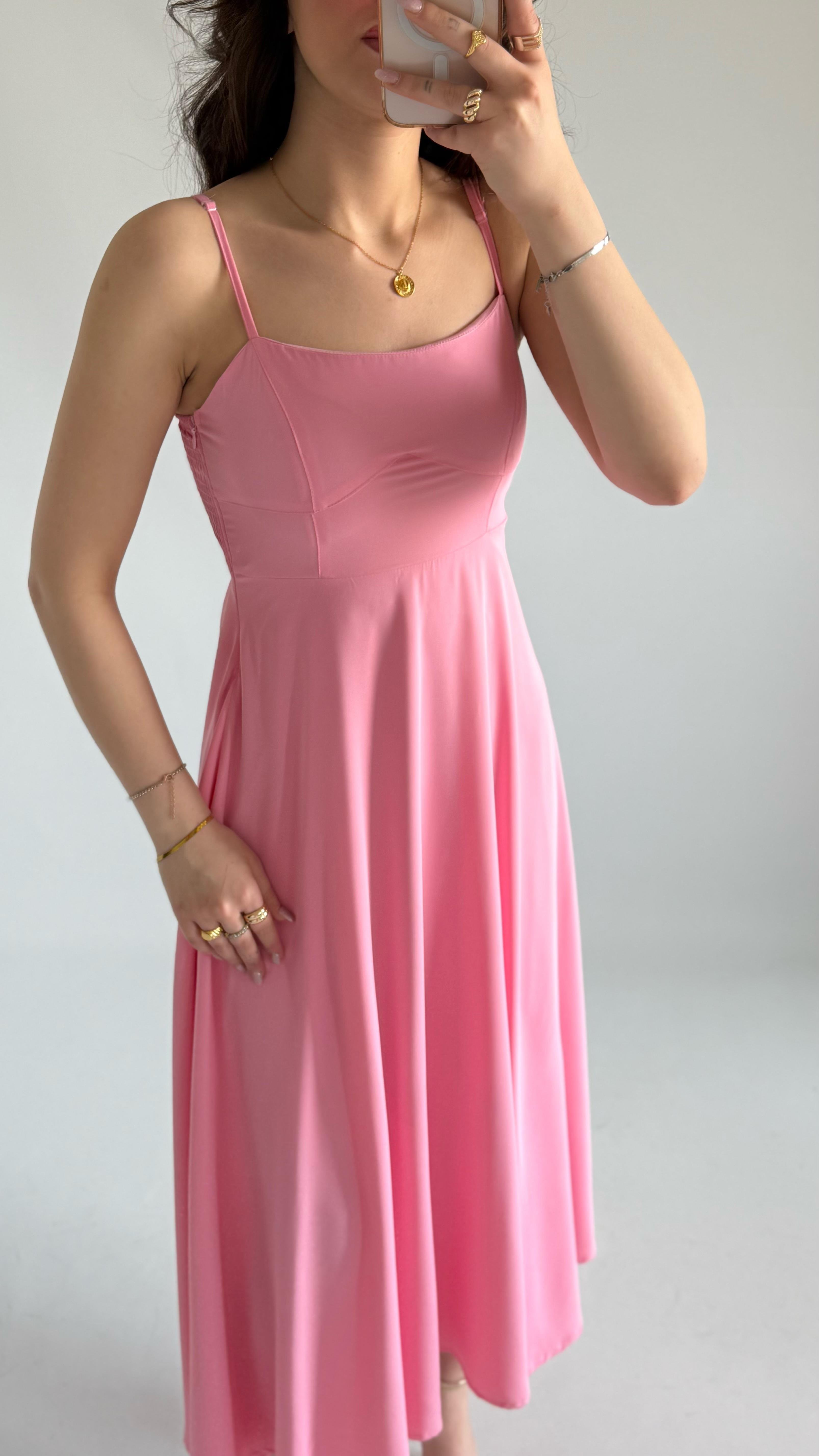 Cesica Uzun Elbise Pembe